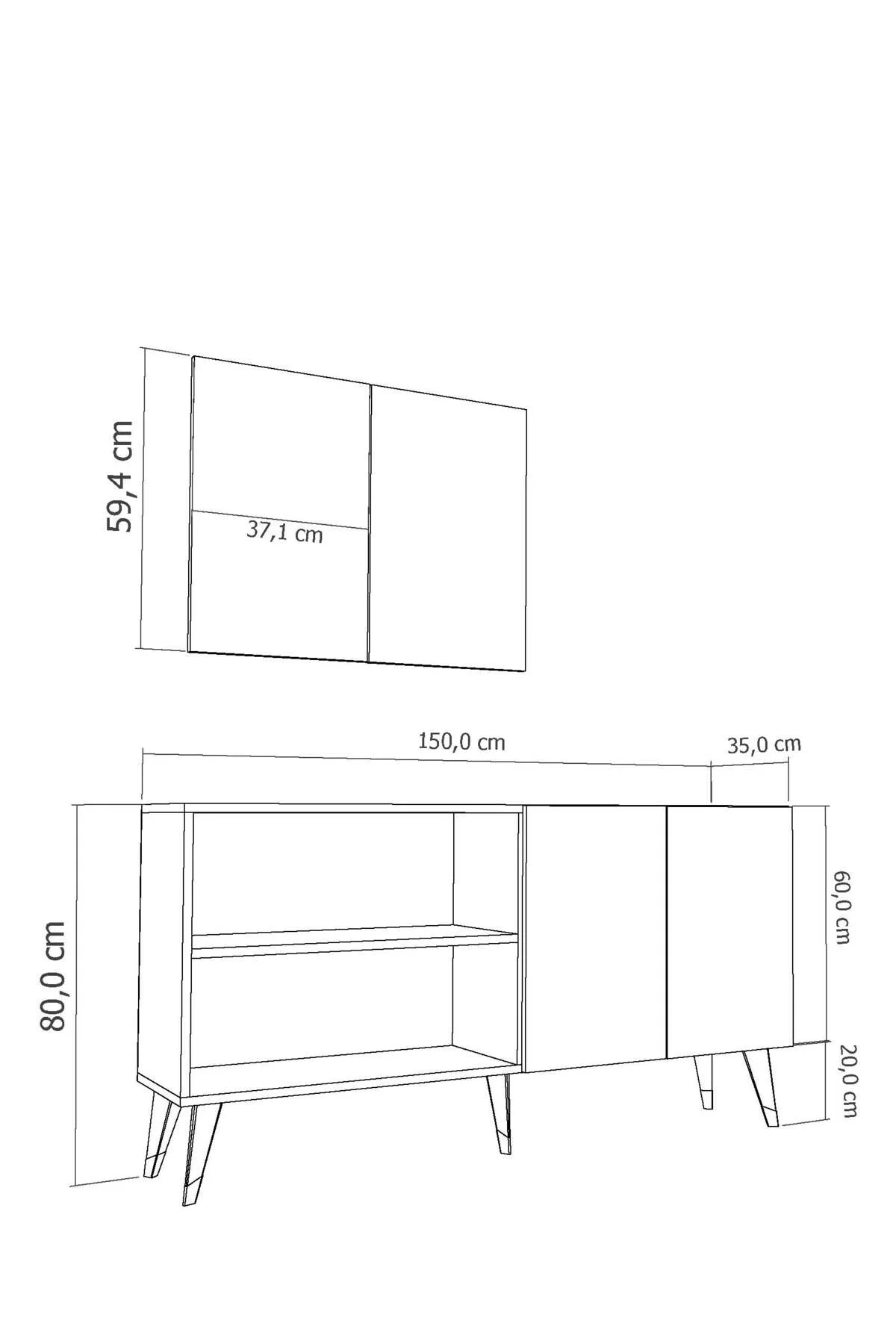 8208-32CT KB150 KONSOL, TV ÜNİTESİ BEYAZ-GÜMÜŞ-SİYAH