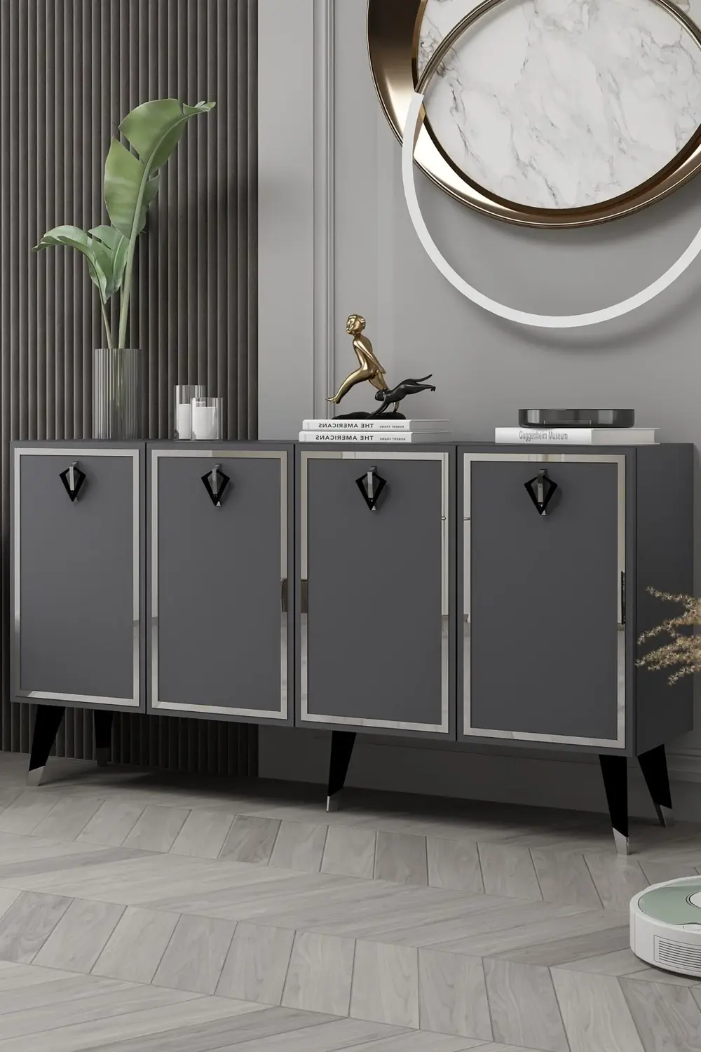 8210-32CT KB150 KONSOL, TV ÜNİTESİ ANTRASİT-GÜMÜŞ-SİYAH