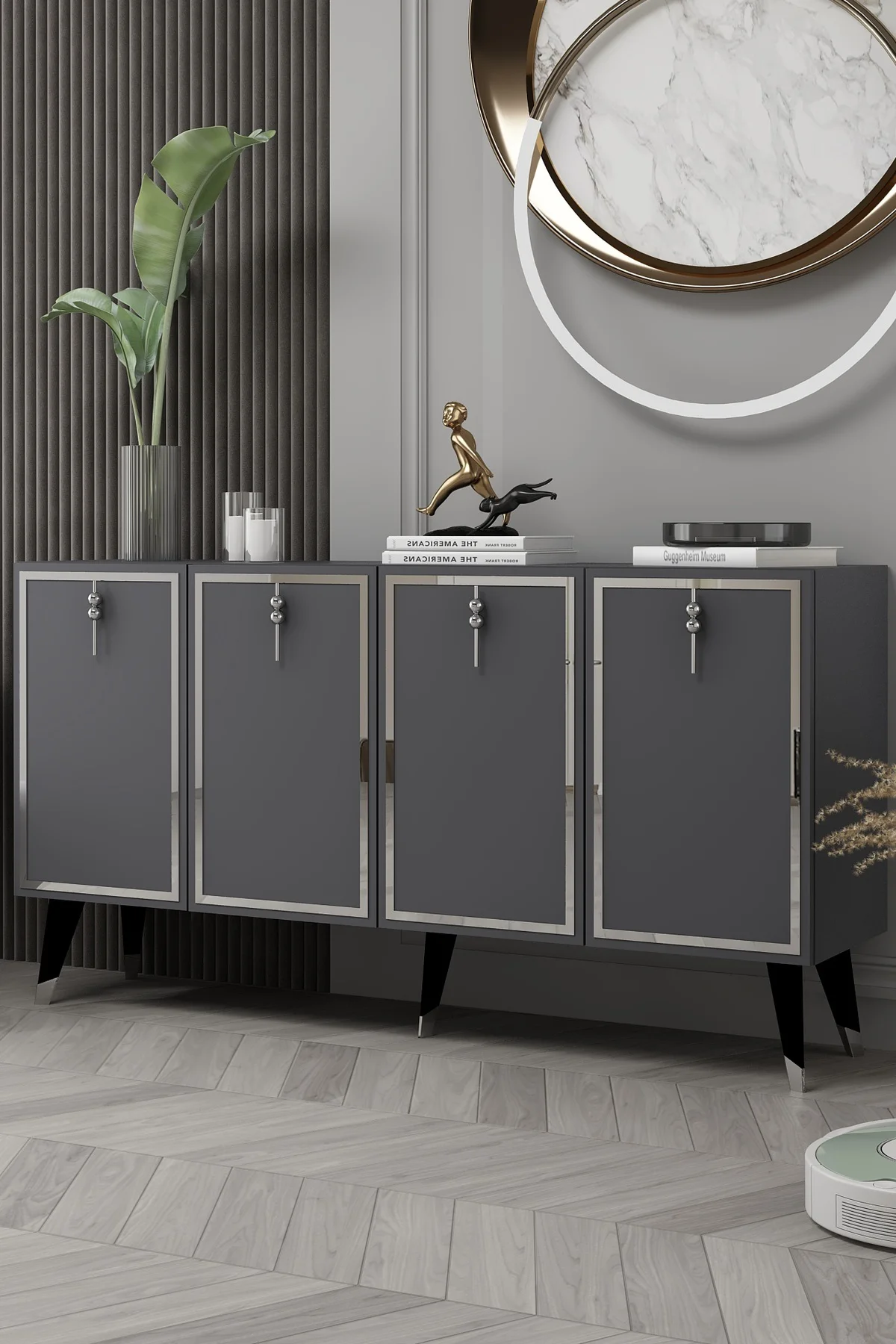 8219-32CT KB150 KONSOL,TV ÜNİTESİ ANTRASİT-GÜMÜŞ