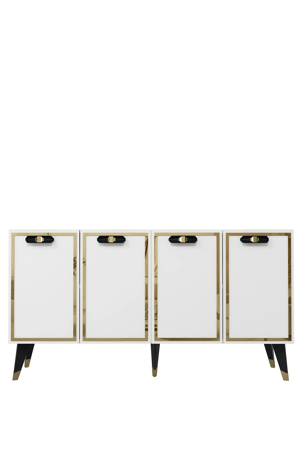 8221-32CT KB150 KONSOL,TV ÜNİTESİ BEYAZ-SİYAH-ALTIN