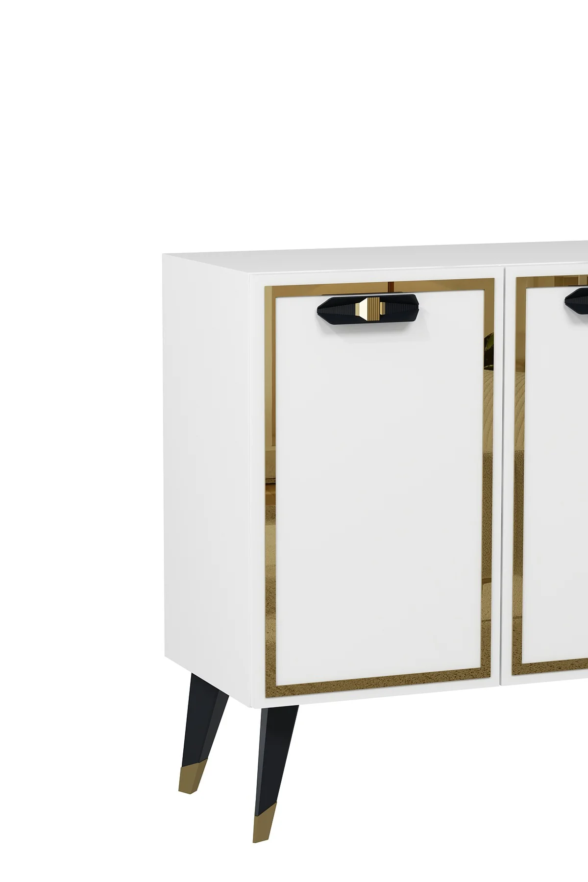 8221-32CT KB150 KONSOL,TV ÜNİTESİ BEYAZ-SİYAH-ALTIN