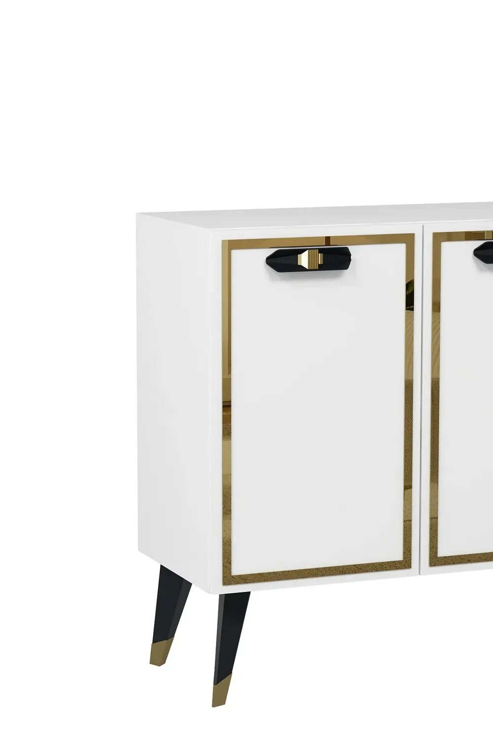 8221-32CT KB150 KONSOL,TV ÜNİTESİ BEYAZ-SİYAH-ALTIN