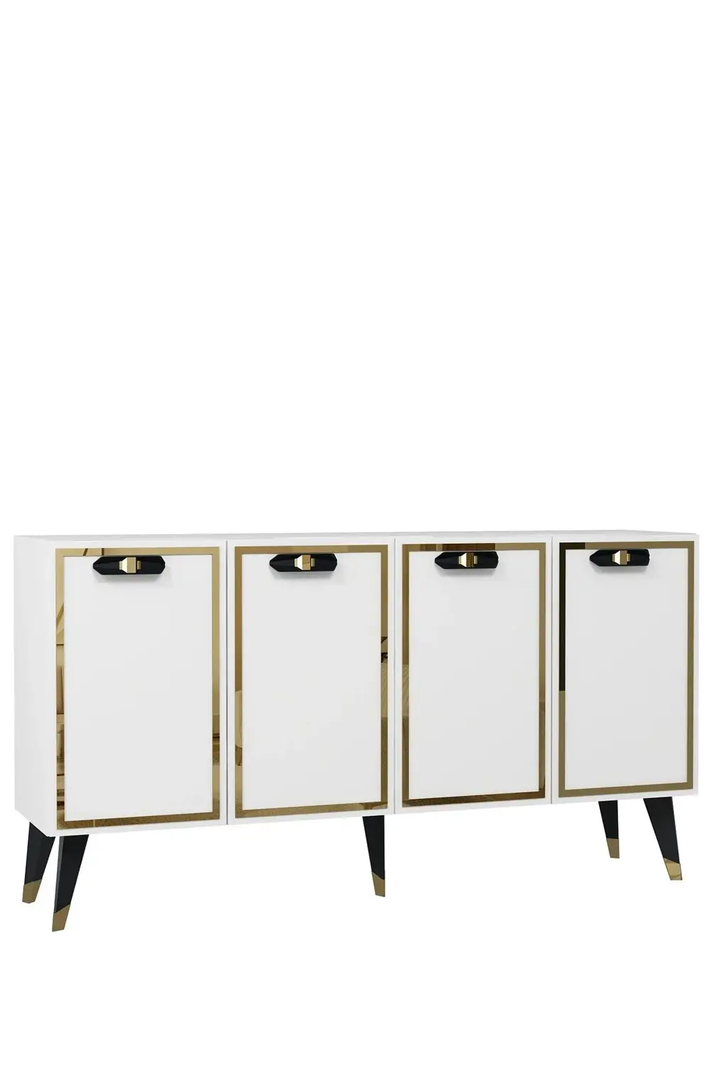 8221-32CT KB150 KONSOL,TV ÜNİTESİ BEYAZ-SİYAH-ALTIN