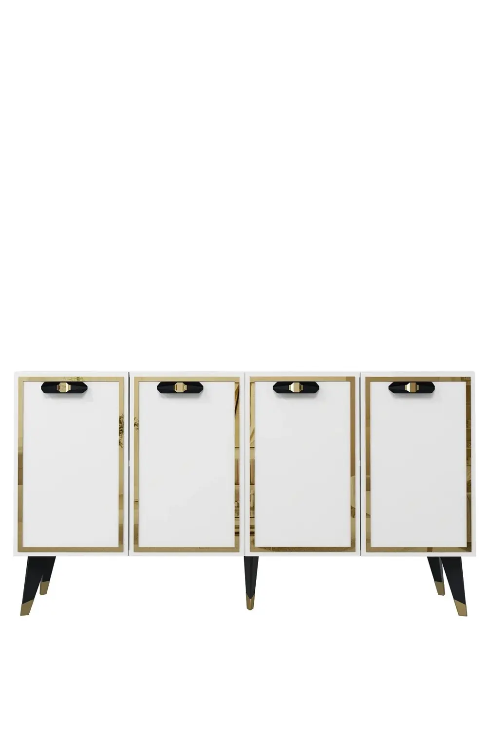 8221-32CT KB150 KONSOL,TV ÜNİTESİ BEYAZ-SİYAH-ALTIN