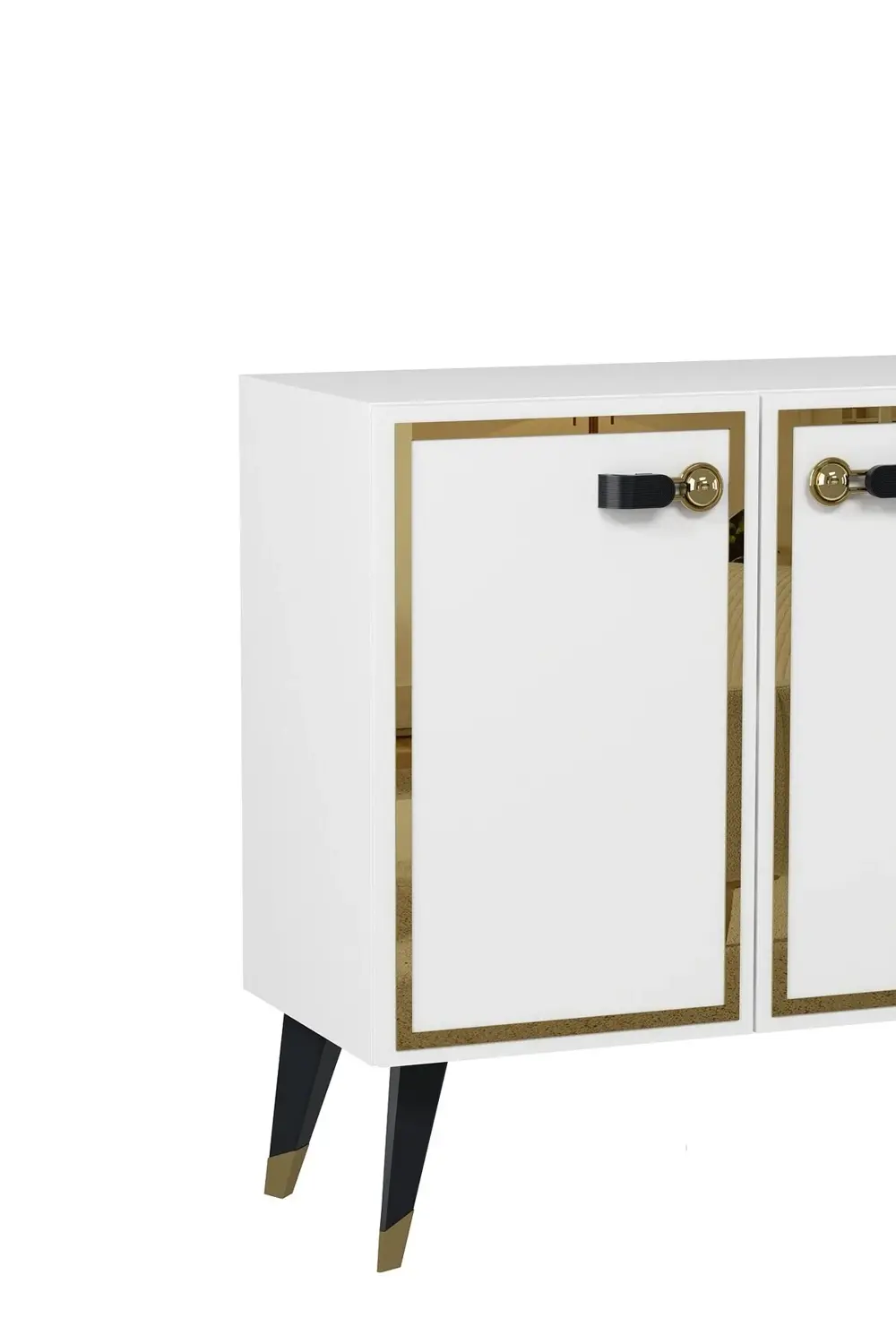 8223-64CT KB150 KONSOL,TV ÜNİTESİ BEYAZ-ALTIN-SİYAH