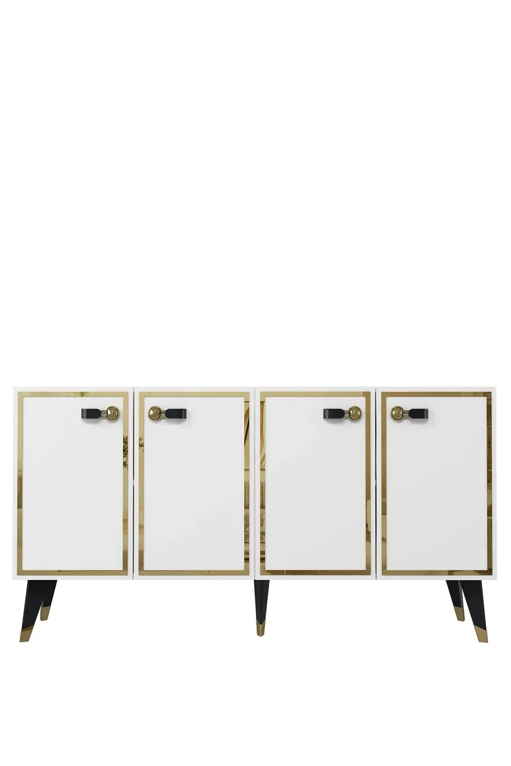 8223-64CT KB150 KONSOL,TV ÜNİTESİ BEYAZ-ALTIN-SİYAH