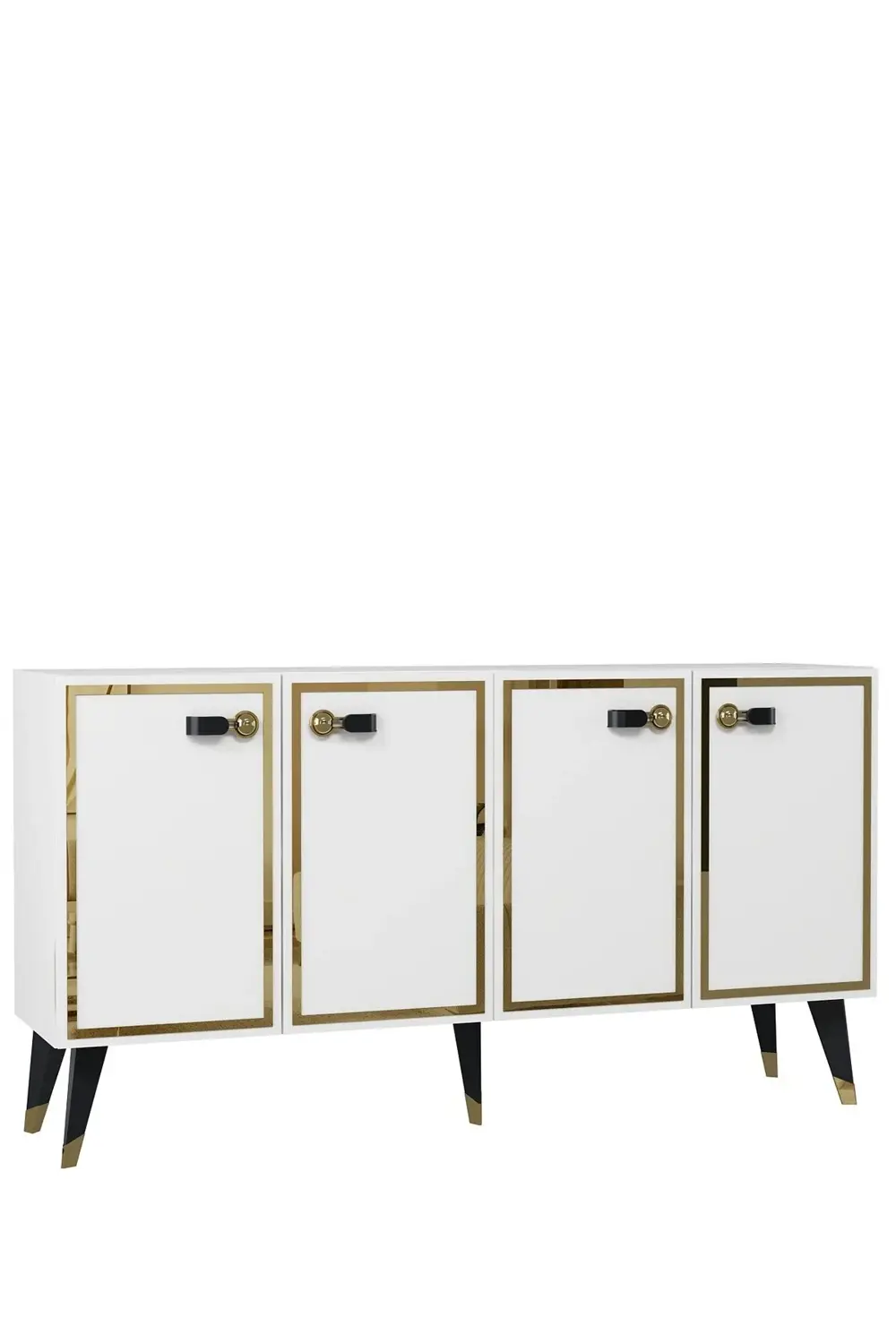 8223-64CT KB150 KONSOL,TV ÜNİTESİ BEYAZ-ALTIN-SİYAH