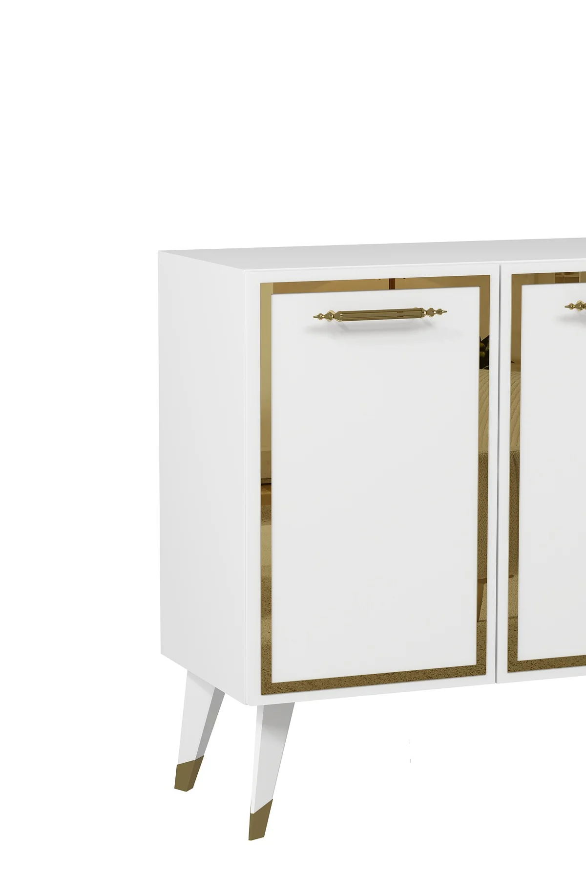 8225-128CT KB150 KONSOL,TV ÜNİTESİ BEYAZ-ALTIN