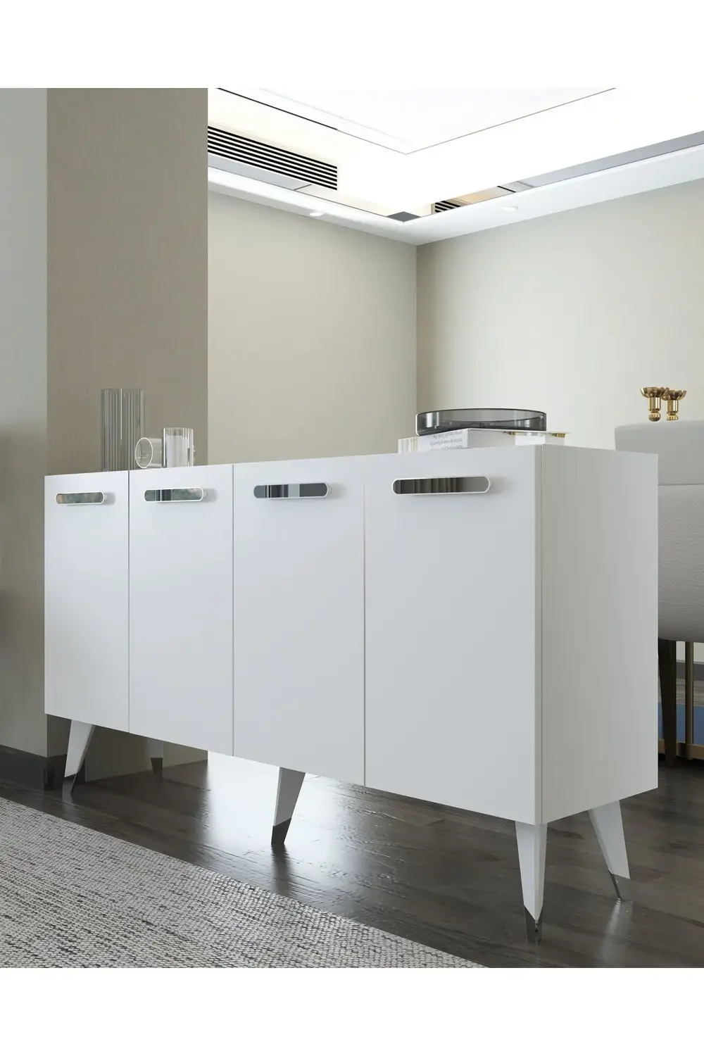 8226-128CT KB150 KONSOL,TV ÜNİTESİ BEYAZ-GÜMÜŞ