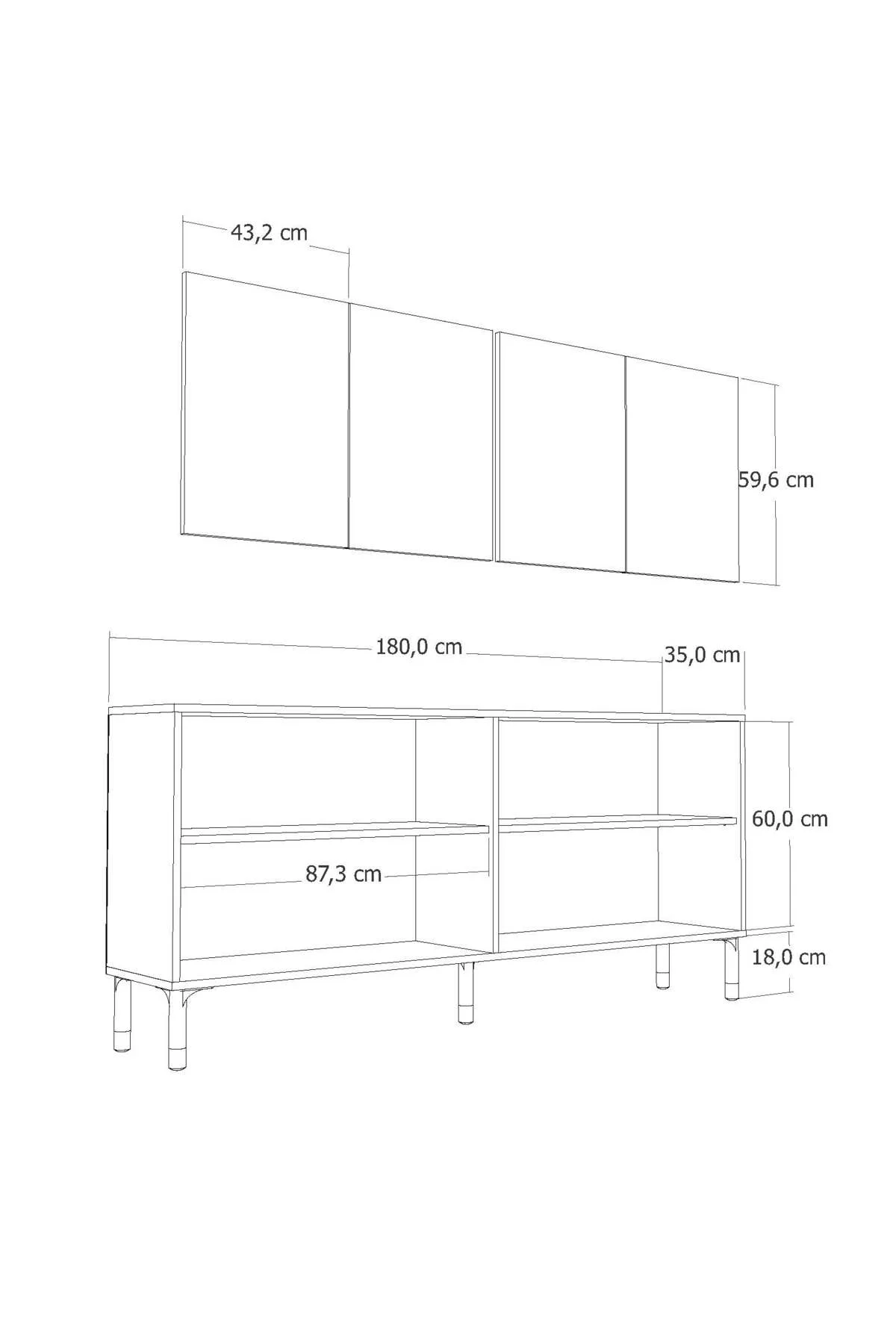 8228-128CT KX180 KONSOL,TV ÜNİTESİ ANTRASİT-ALTIN