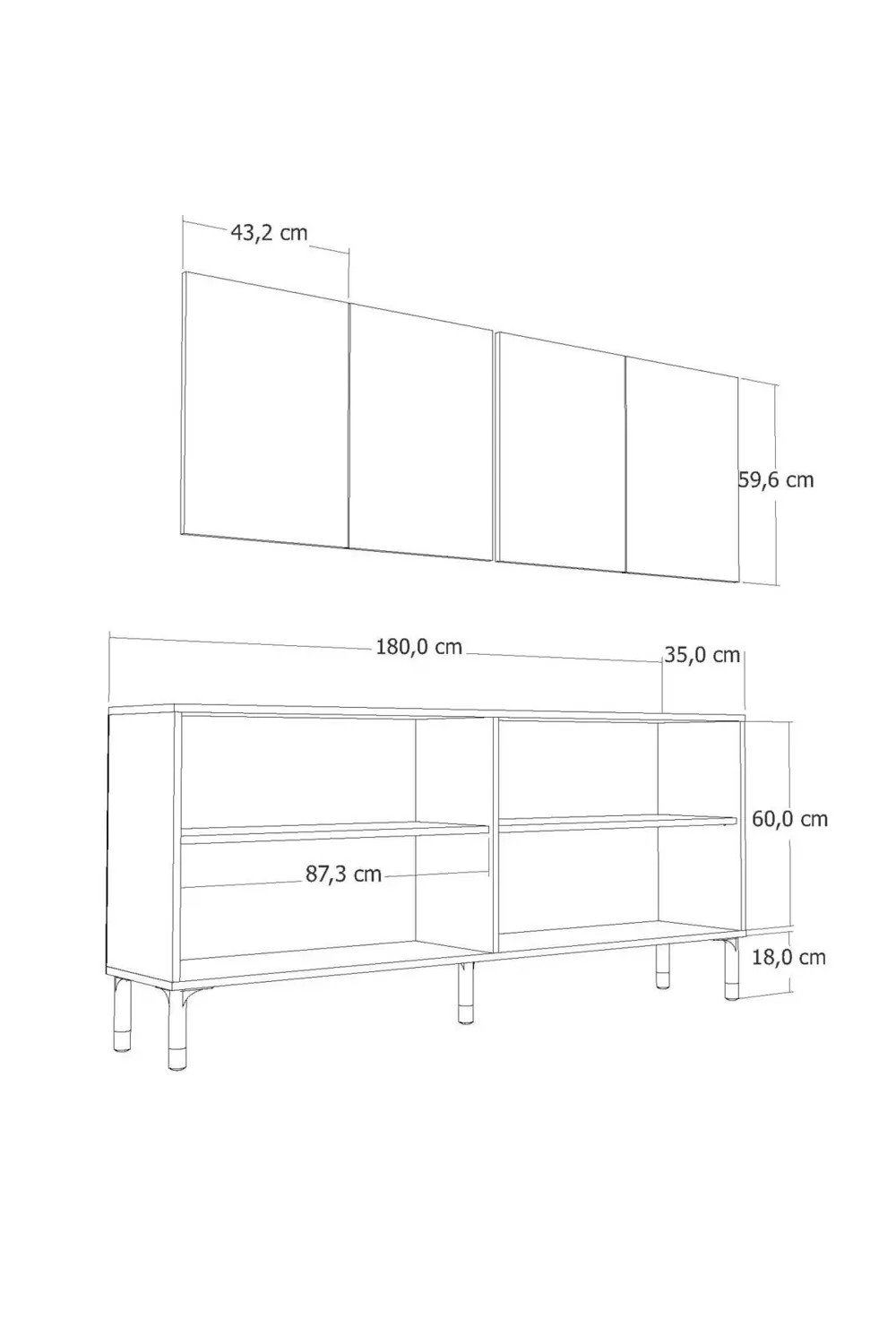 8228-128CT KX180 KONSOL,TV ÜNİTESİ ANTRASİT-ALTIN