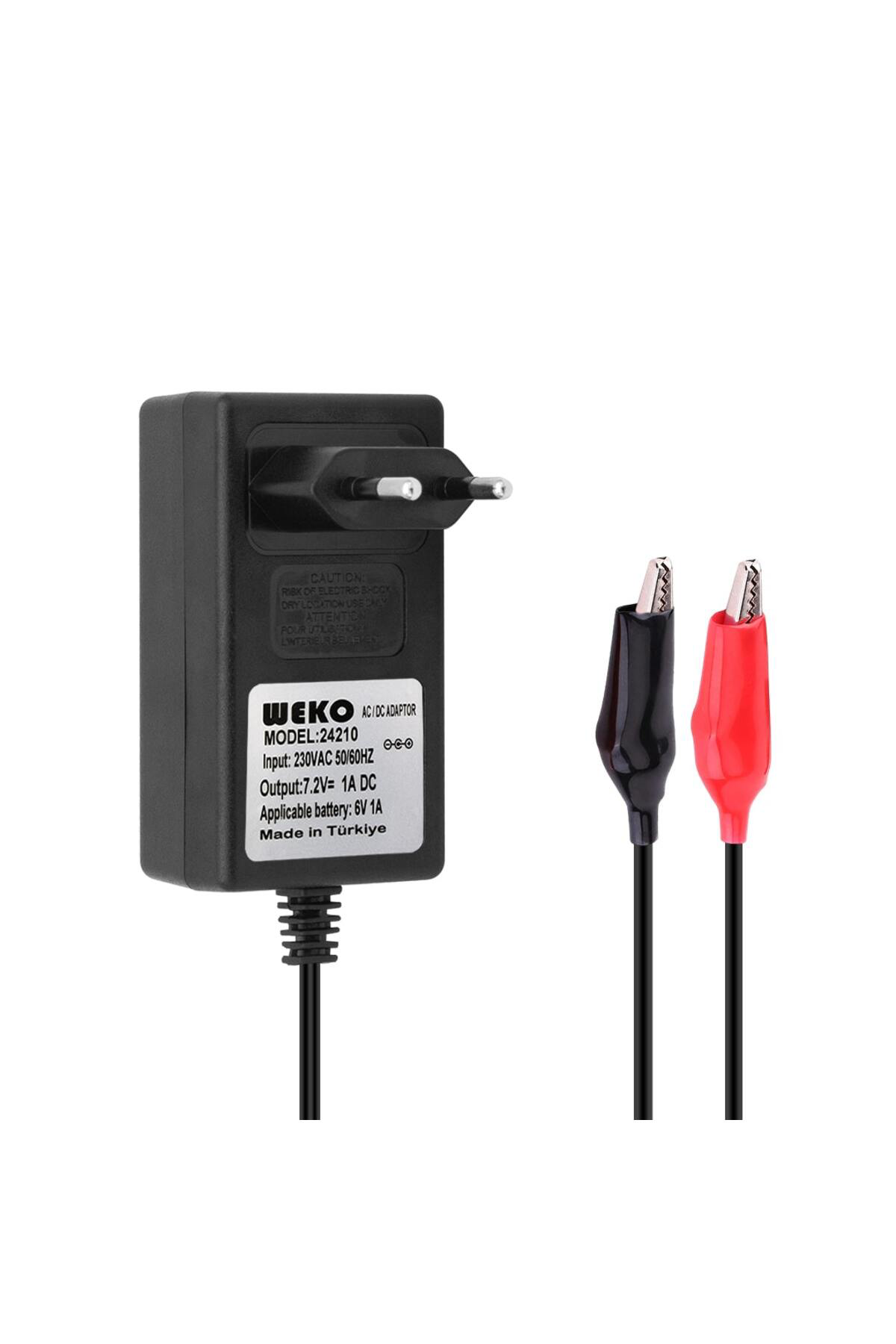 8.4 VOLT - 1 AMPER KROKODİL UÇLU PRİZ TİP KIRMIZI YEŞİL LEDLİ YERLİ ÜRETİM AKÜ ŞARJ ADAPTÖRÜ (OUT:61