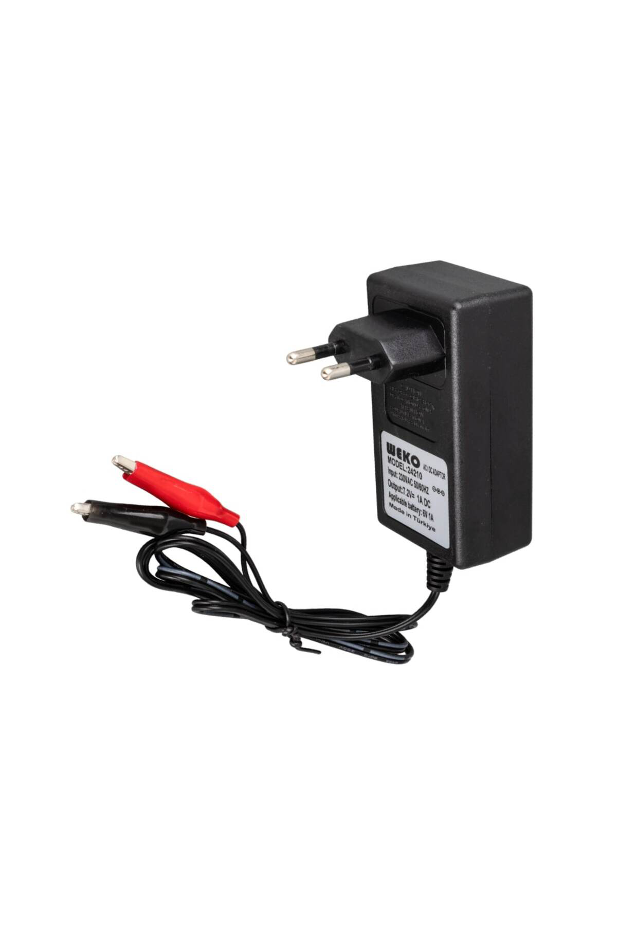 8.4 VOLT - 1 AMPER KROKODİL UÇLU PRİZ TİP KIRMIZI YEŞİL LEDLİ YERLİ ÜRETİM AKÜ ŞARJ ADAPTÖRÜ (OUT:61