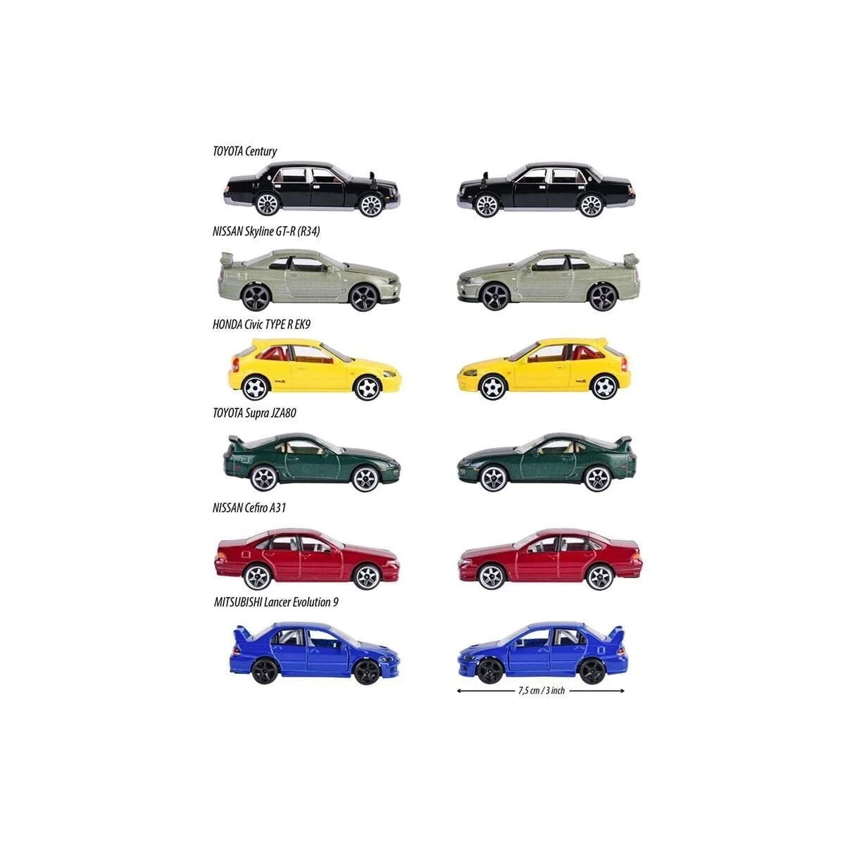 8502100000 ''JDM Legends Premium Cars, 6-asst.freewheel, die-cast