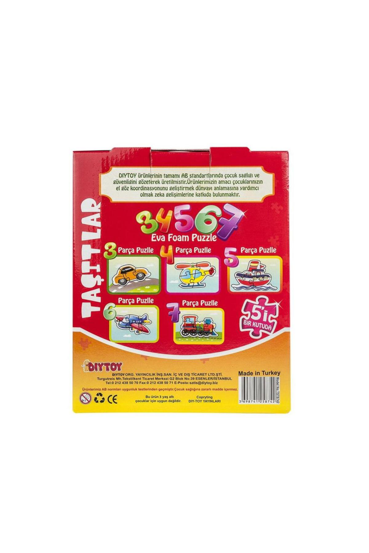 Nessiworld 8742 Dıytoy Süper Renkli 5 İ 1 Kutuda Puzzle - Taşıtlar 3+4+5+6+7
