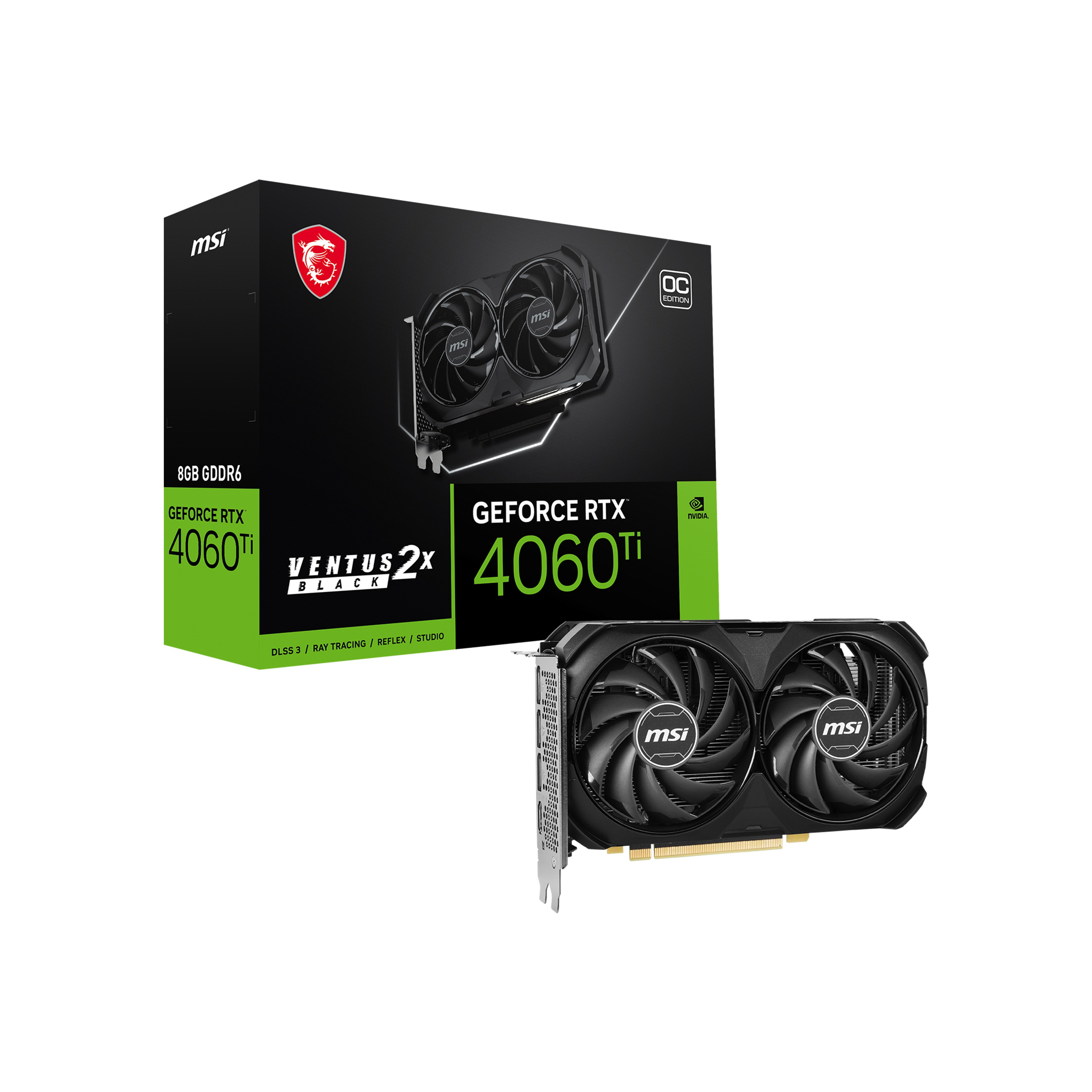 Msi 8Gb Geforce Rtx 4060 Ti Ventus 2X Black 8G Oc Gddr6 [128Bit] Pcie