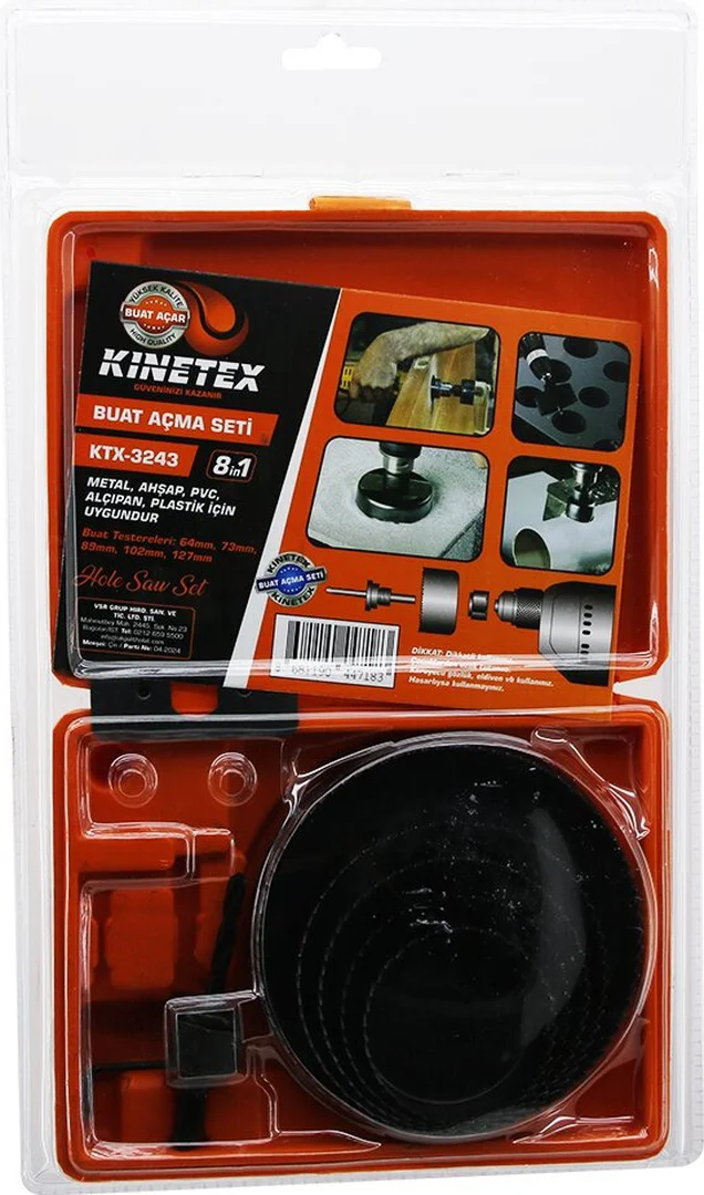 8in1 Buat Açma Panç Seti Metal - Ahşap - Pvc - Alçıpan - Pls. 64-73-89-102-127mm Ktx-3243 5224