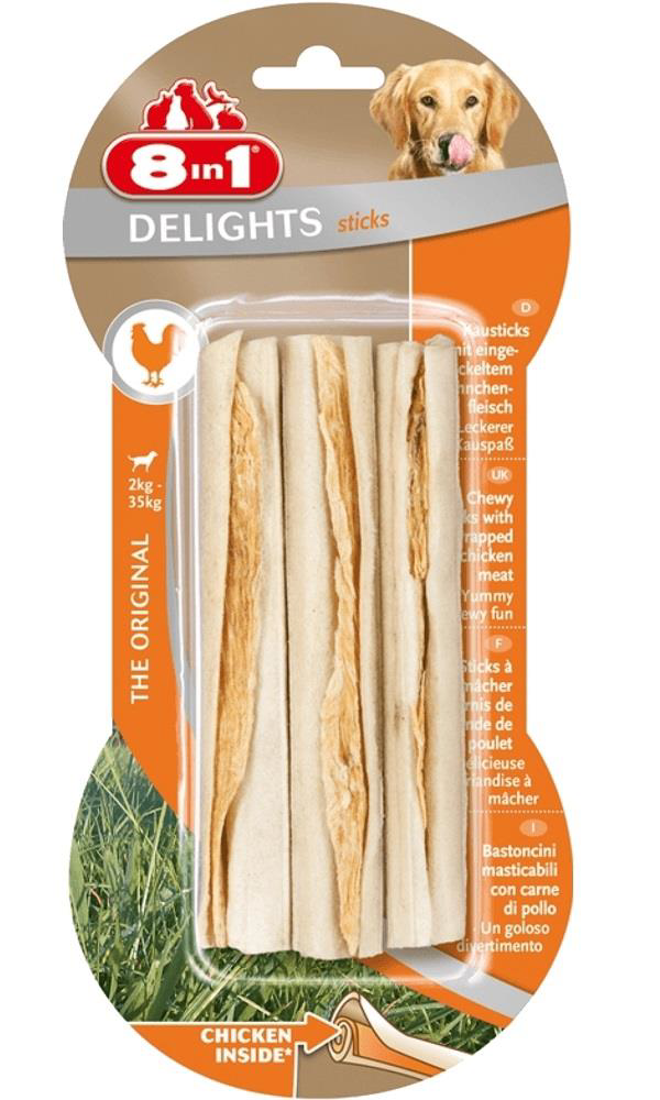 8in1 Delights Sticks Tavuk Eti Dolgulu Ödül Kemiği 75 gr 8in1 Delights Sticks Tavuk Eti Dolgulu Ödül Kemiği 75 gr