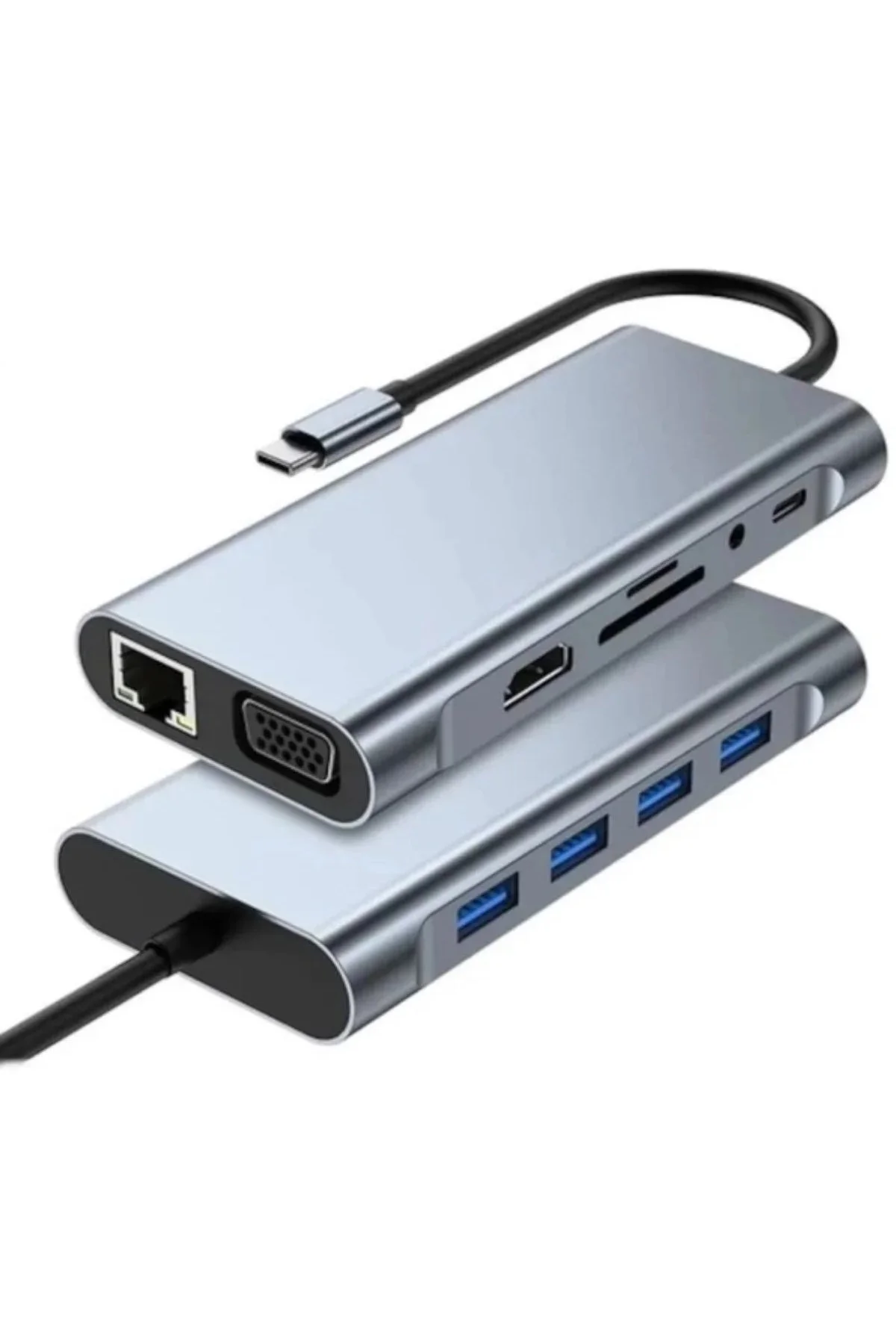 8in1 Type-C Çoklayıcı Hub HD 4K USB 3.0 SD TF Kart RJ45 Ethernet Dönüştürücü Adaptör