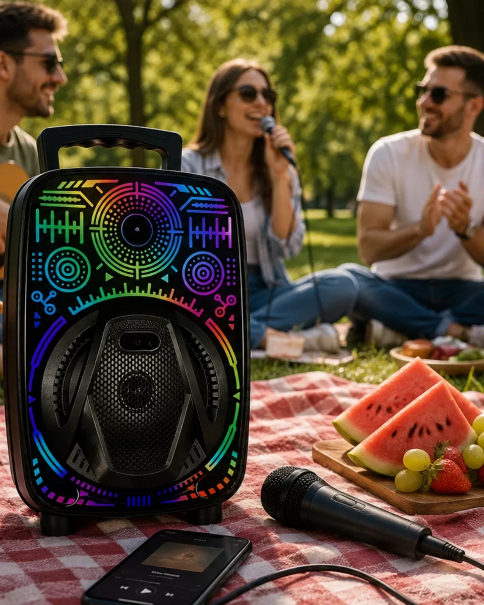 8Inç RGB LED Karaoke Hoparlör - Taşınabilir Bluetooth Speaker