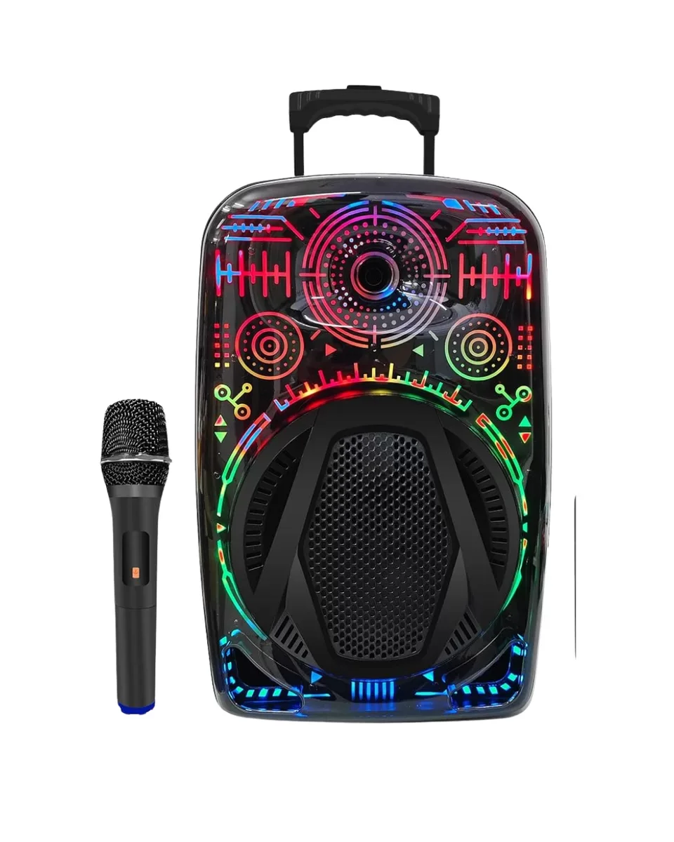 8Inç RGB LED Karaoke Hoparlör - Taşınabilir Bluetooth Speaker