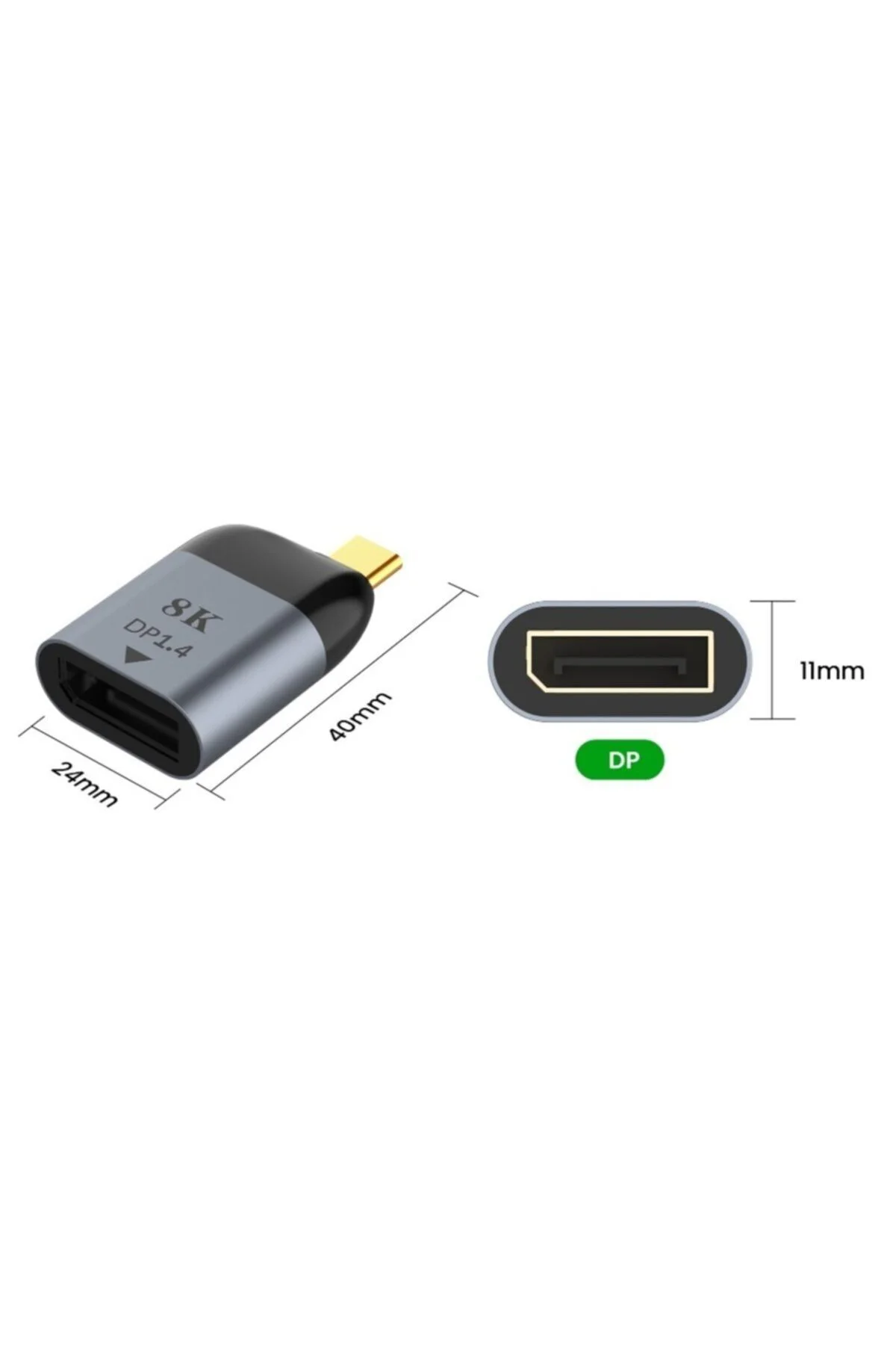 8K DP1.4 Type c Displayport Çevirici Adaptör