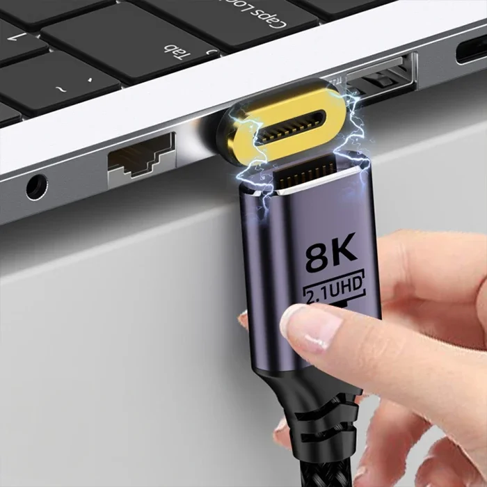 8K HDMI 2.1 Kablo - 1m Mıknatıslı Kalkanlı 48Gbps Ultra HD