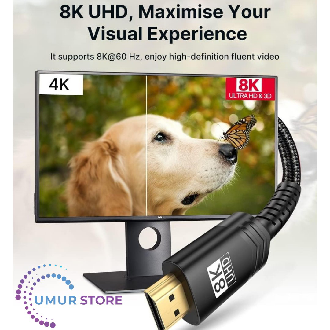 8k UHD Uzun HDMI Kablosu 48GBPS Yüksek Hızlı HDMI 2.1 Örgülü Oyun