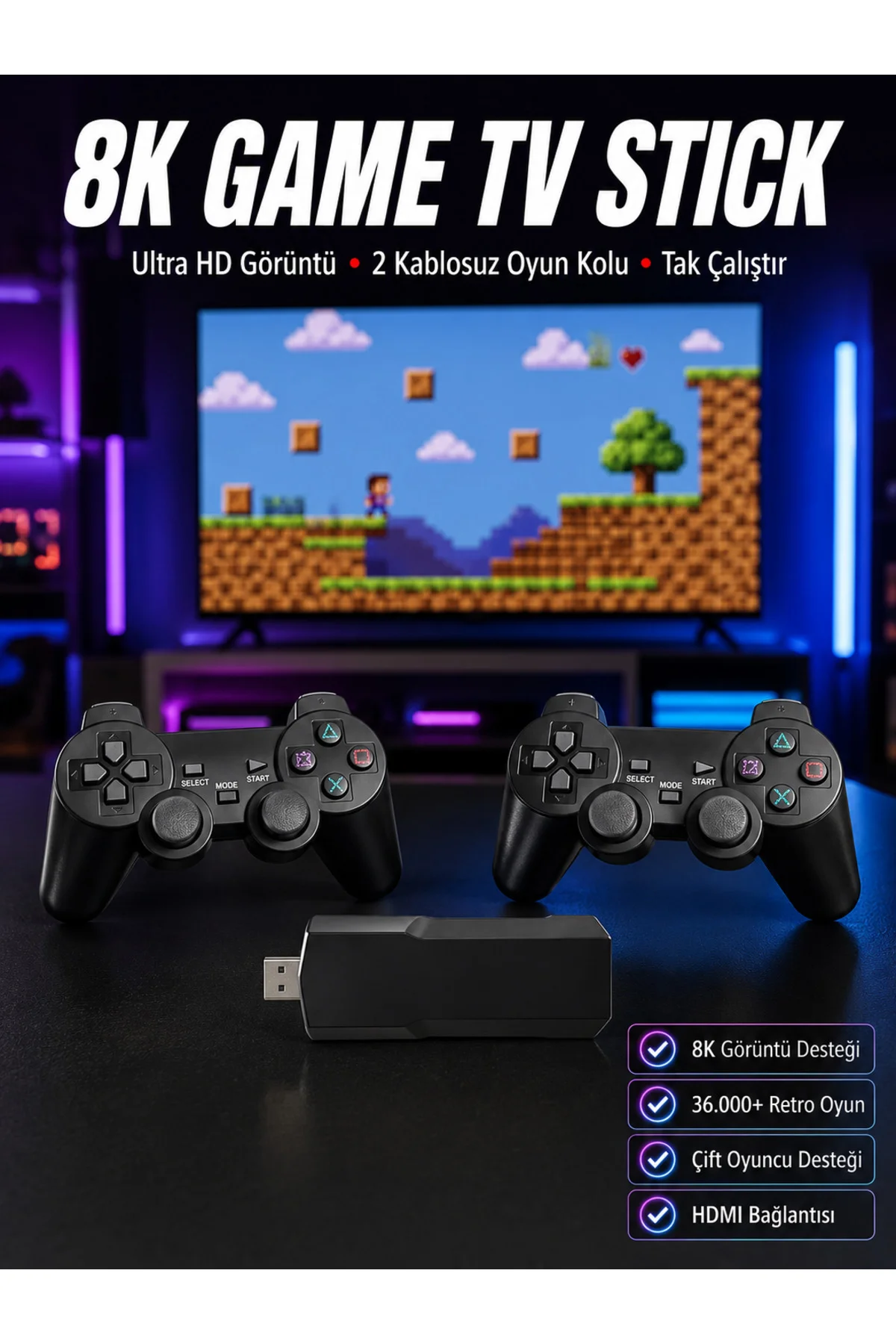 8K Ultra HD Game Box 36500 Oyunlu Game Stick Oyun Konsolu - 8K Ultra HD Game Box 36500 Oyunlu Game Stick Oyun Konsolu -