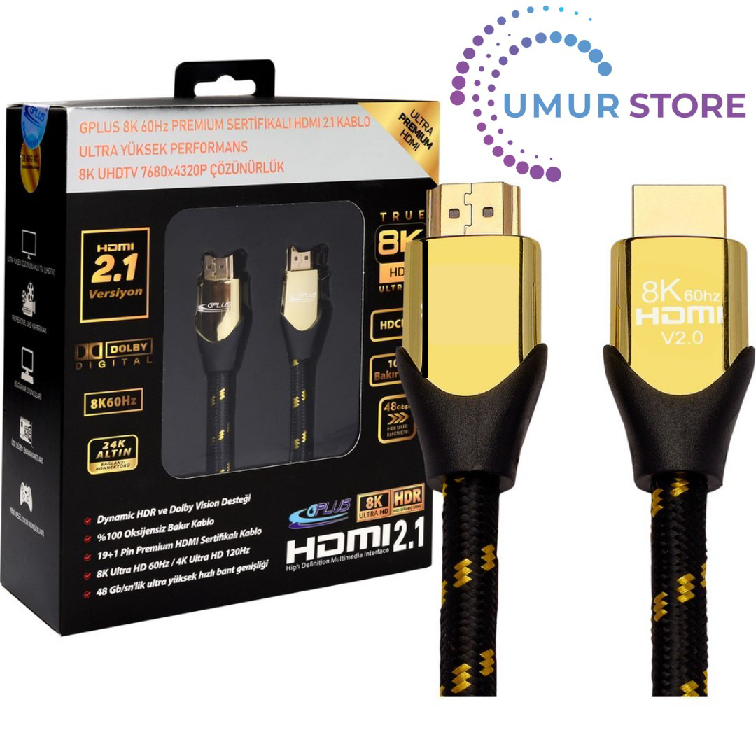 8K60 2 Metre HDMI 2.1 48 Gbps 8k Ultra Hd Premium Sertifikalı 8k