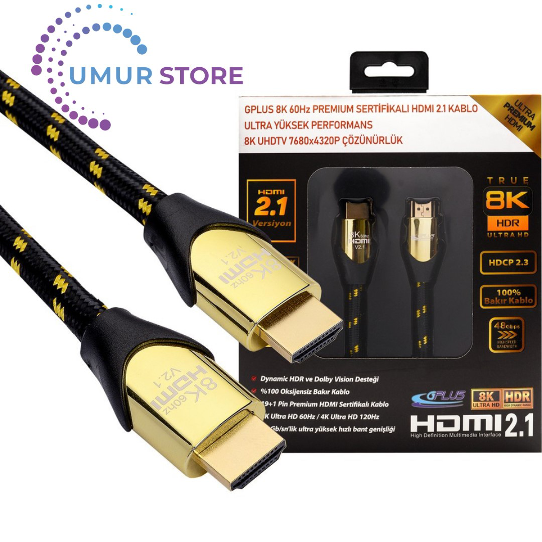 8K60 2 Metre HDMI 2.1 48 Gbps 8k Ultra Hd Premium Sertifikalı 8k