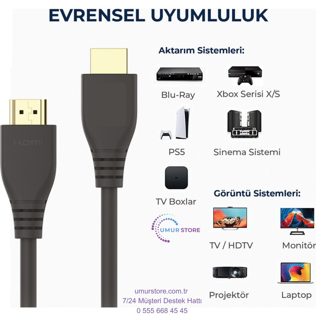 8K@60Hz HDMI 2.1 Ethernet 48Gbps. Veri Aktarım - eARC - 3D Ready
