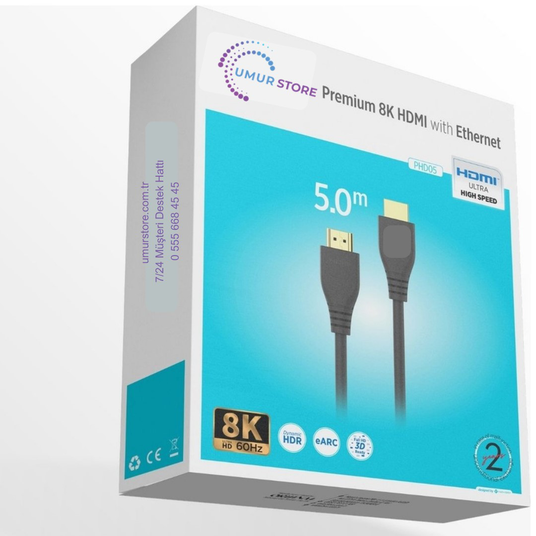 8K@60Hz HDMI 2.1 Ethernet 48Gbps. Veri Aktarım - eARC - 3D Ready