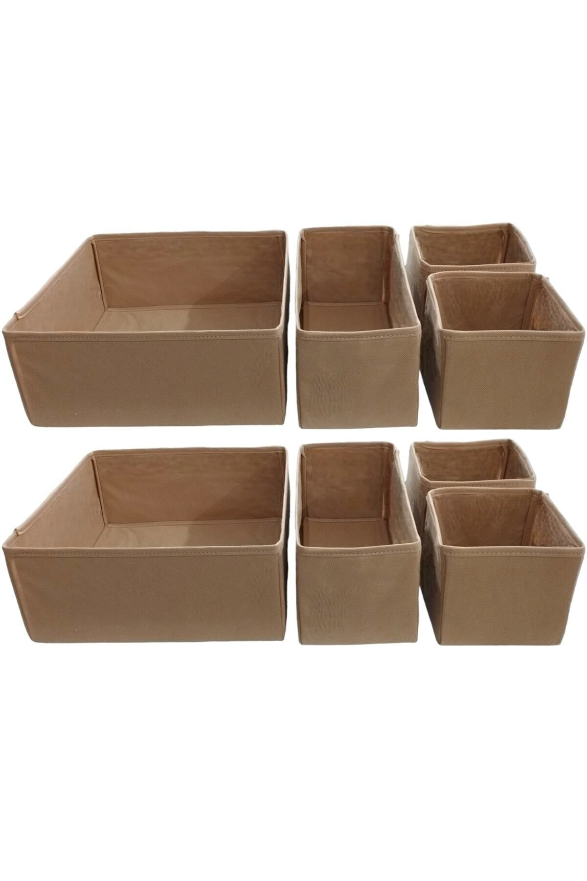 8'li Bej Çekmece Içi Düzenleyici Organizer Set - Çok Amaçlı Dolap