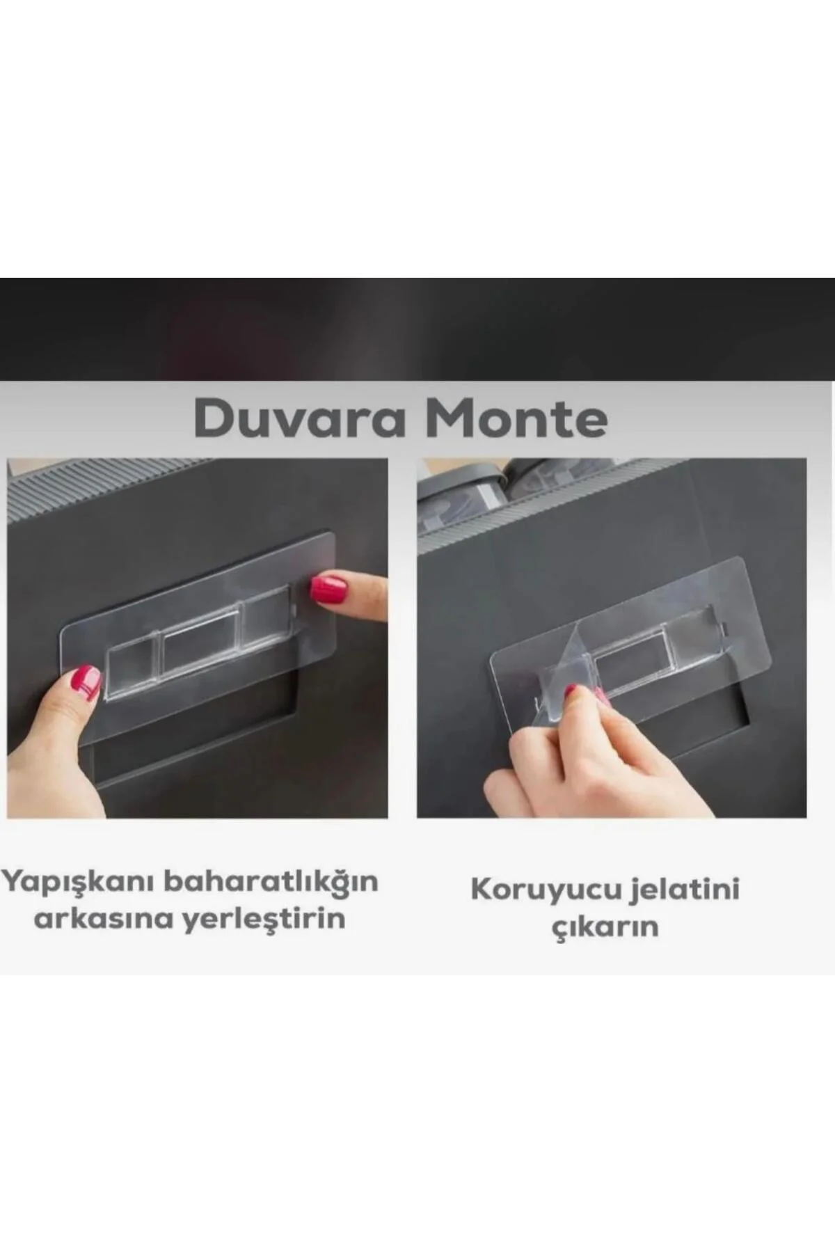 8'li Döner Kapaklı Duvara Monte Kendinden Yapışkanlı Baharatlık S