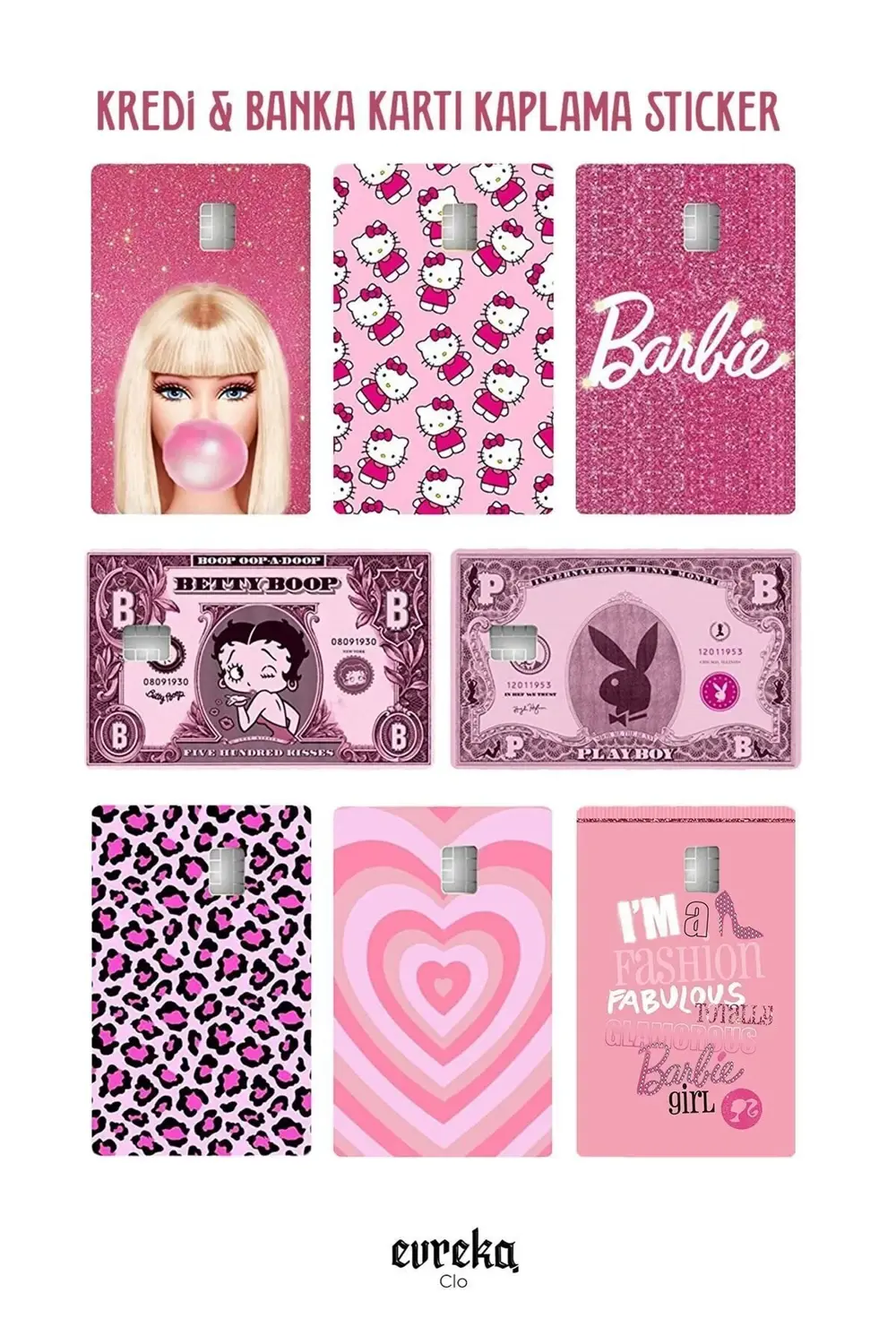 8'li Karma Aşko Kuşko Kart Kaplama Sticker