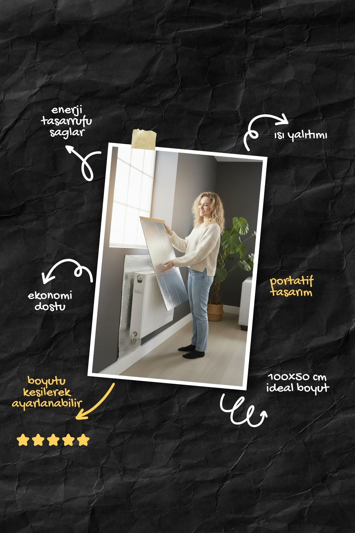 8'li Kış Seti 4 Adet Isı Yalıtım Levhası 4 Adet Kalorifer Suluğu 