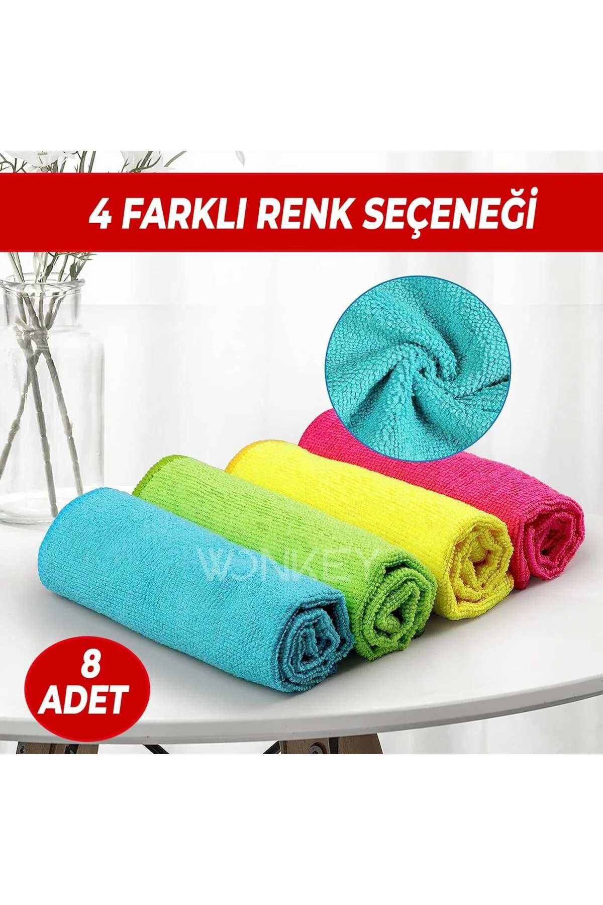 - 8'li Mikrofiber Bez Temizlik Bezi, Süper Emici Mutfak Temizlik 