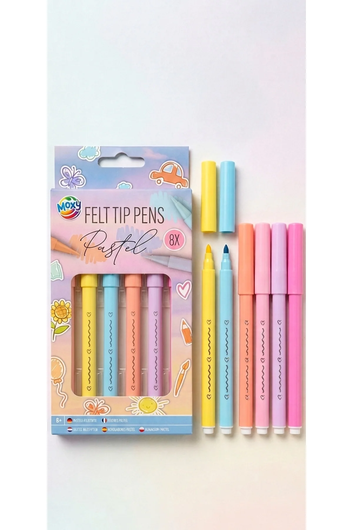 8'li Pastel Renkli Keçeli Kalem Seti