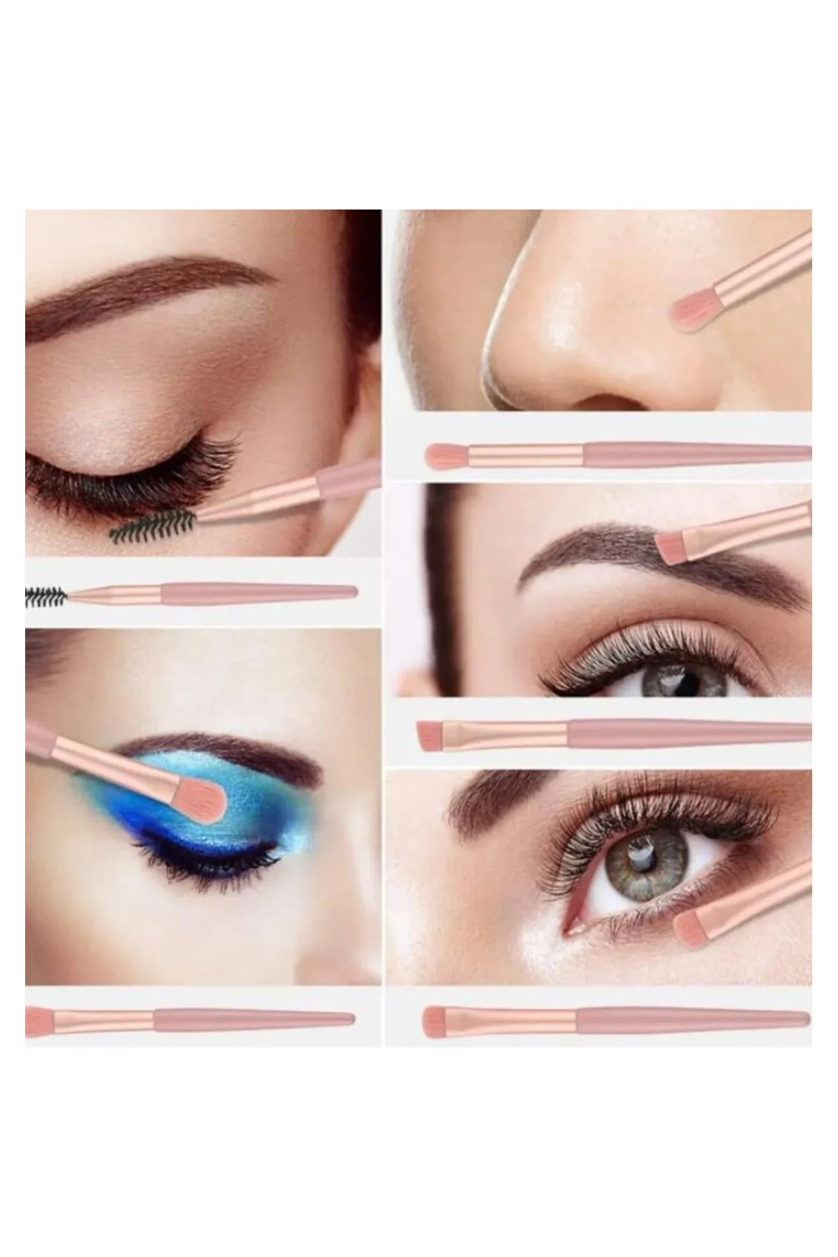 8'li Profesyonel Makyaj Fırça Seti, Rose Gold, Seyahat Çantalı, G