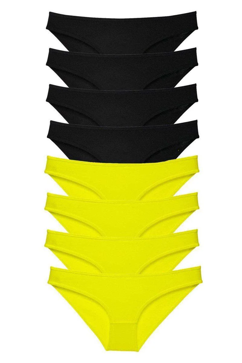 8'li Süper Eko Set Likralı Kadın Slip Külot - Pamuklu Günlük Külot Sarı Siyah Fiyatı, Yorumları ve Özellikleri