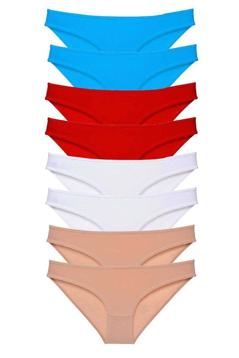 8'li Süper Eko Set Likralı Kadın Slip Külot - Pamuklu Rahat Günlük Külot