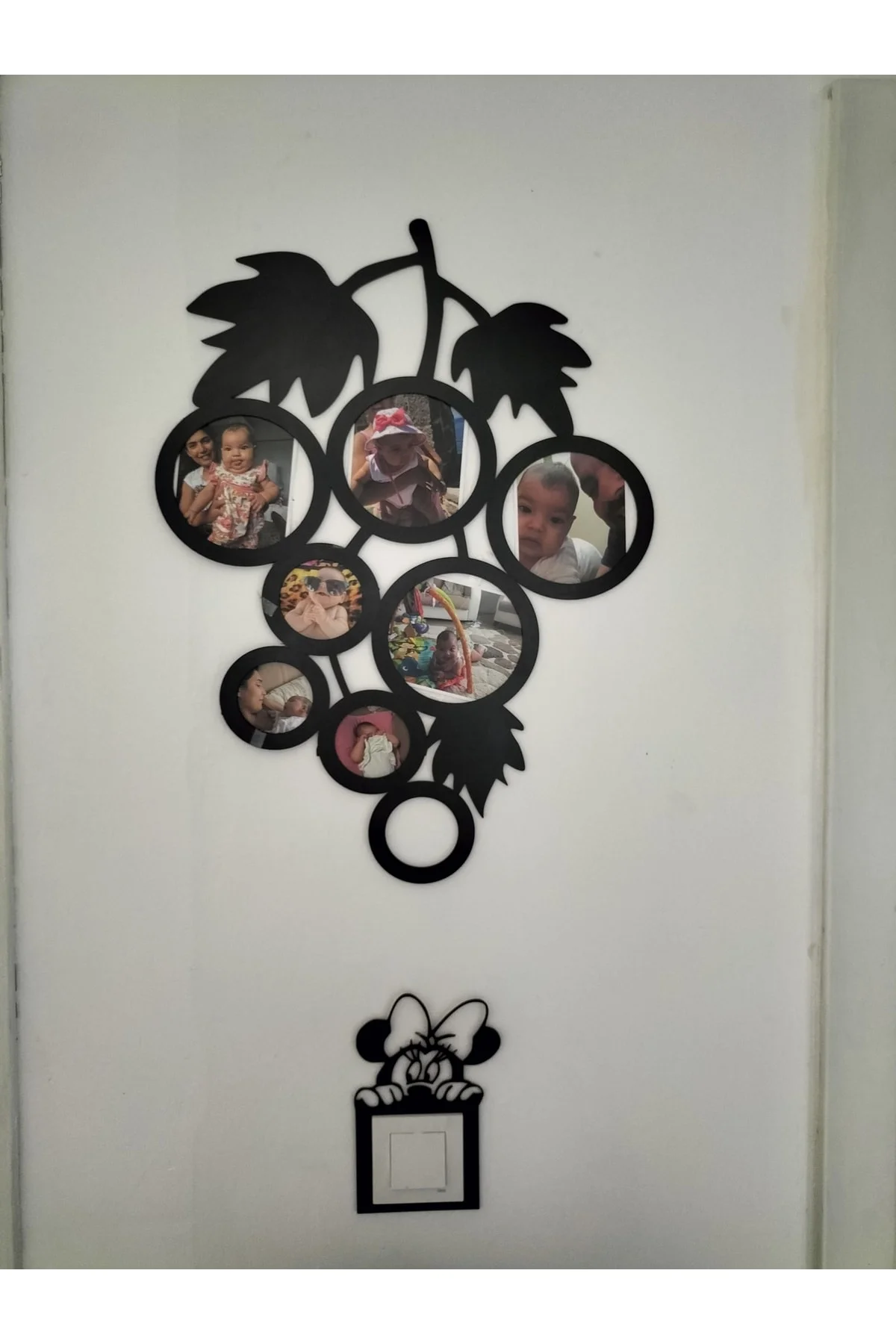 8li Üzüm Desenli Fotoğraf Çerçevesi 60*45 Siyah