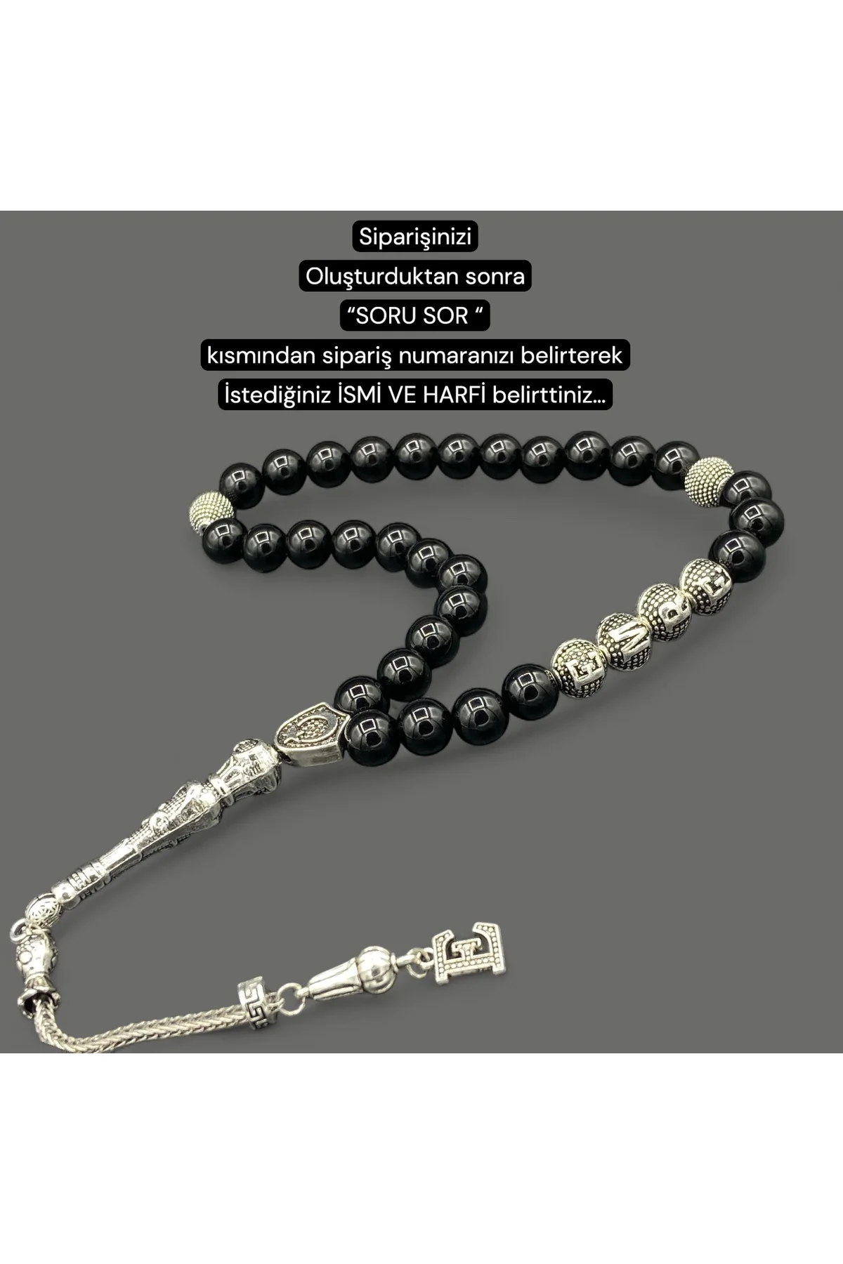 8mm. İSİMLİ TESBİH ONİKS DOĞAL TAŞ KAPLAMA PÜSKÜLLÜ