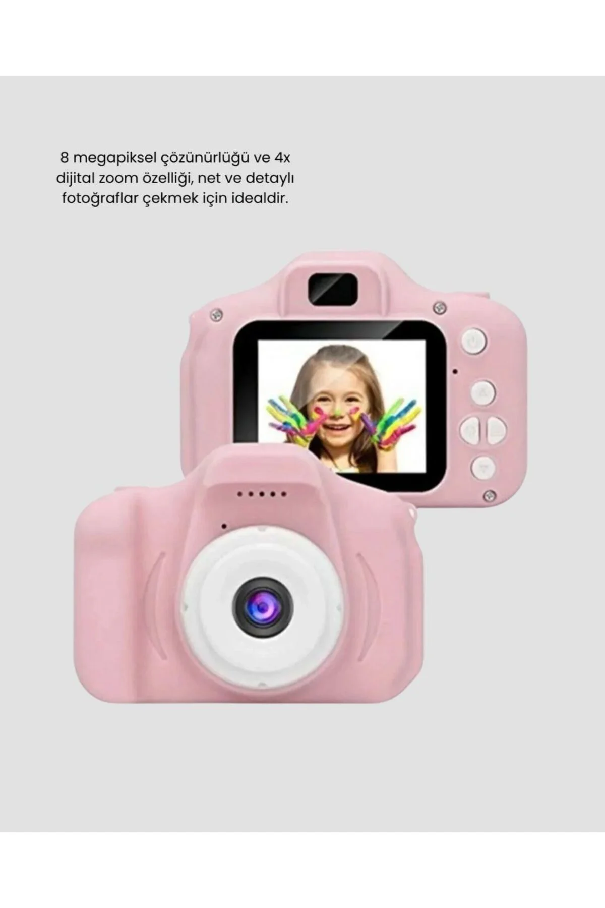 8mp Mini Çocuk Fotoğraf Makinesi – Pembe Ses Kaydı Özellikli