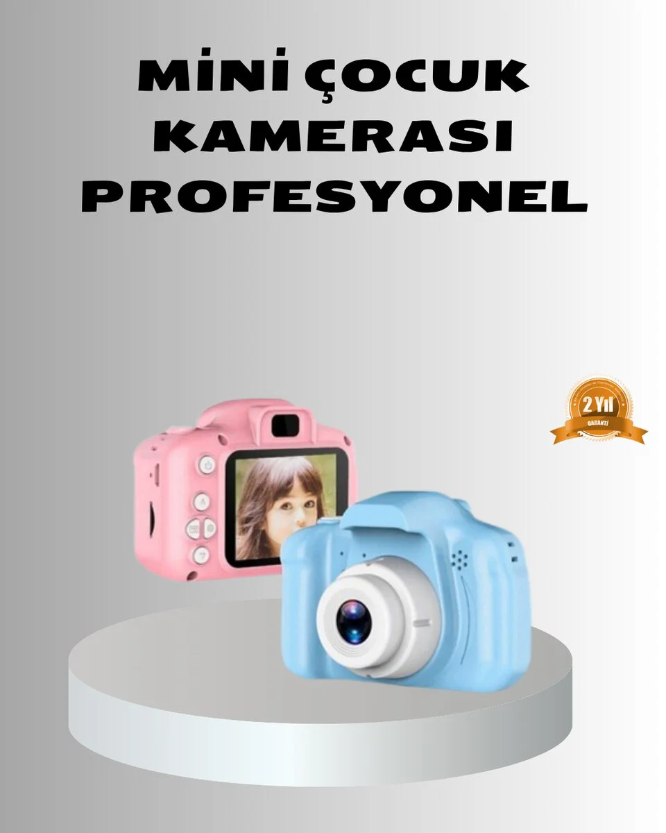 8MP Mini Çocuk Fotoğraf Makinesi Pembe Ses Kaydı Özellikli - HD Kamera