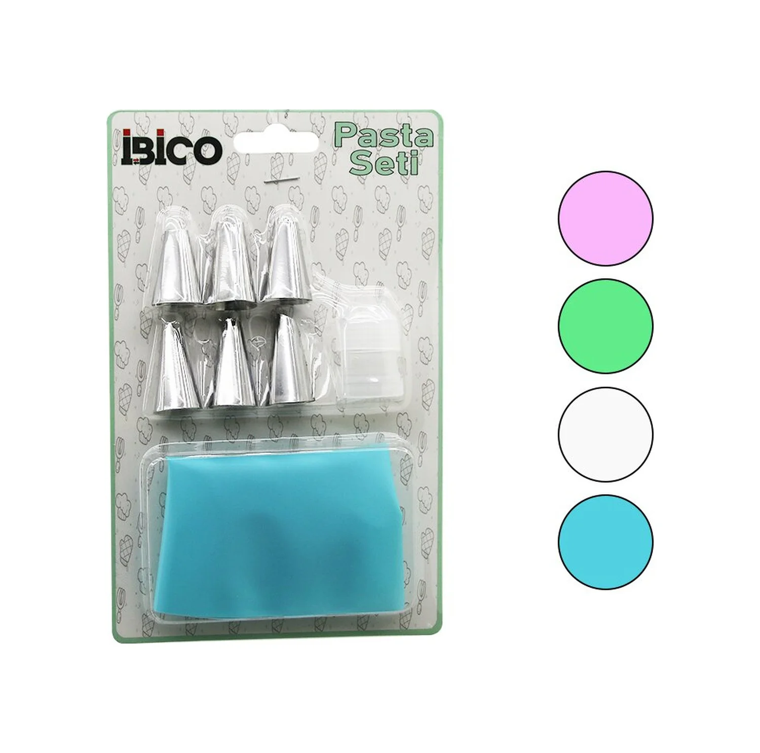 8pcs Pasta Süsleme Seti 1ad-krema Torbası - 6ad-metal + 1ad-plastik Uç 5224