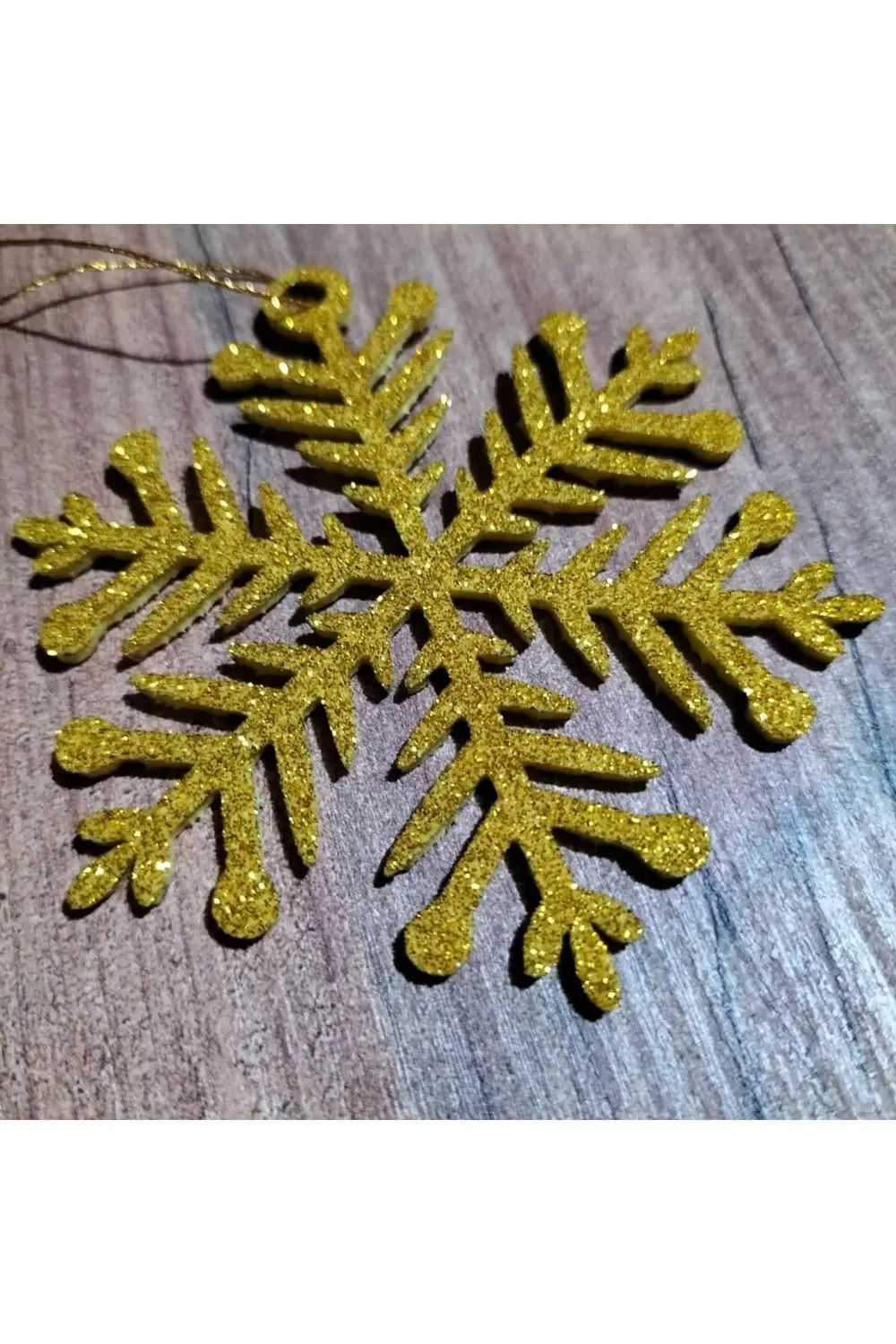 8x8 Cm Sarı 12 Li Kar Tanesi Figürlü Sarı Renkli Yılbaşı Ağacı Ve