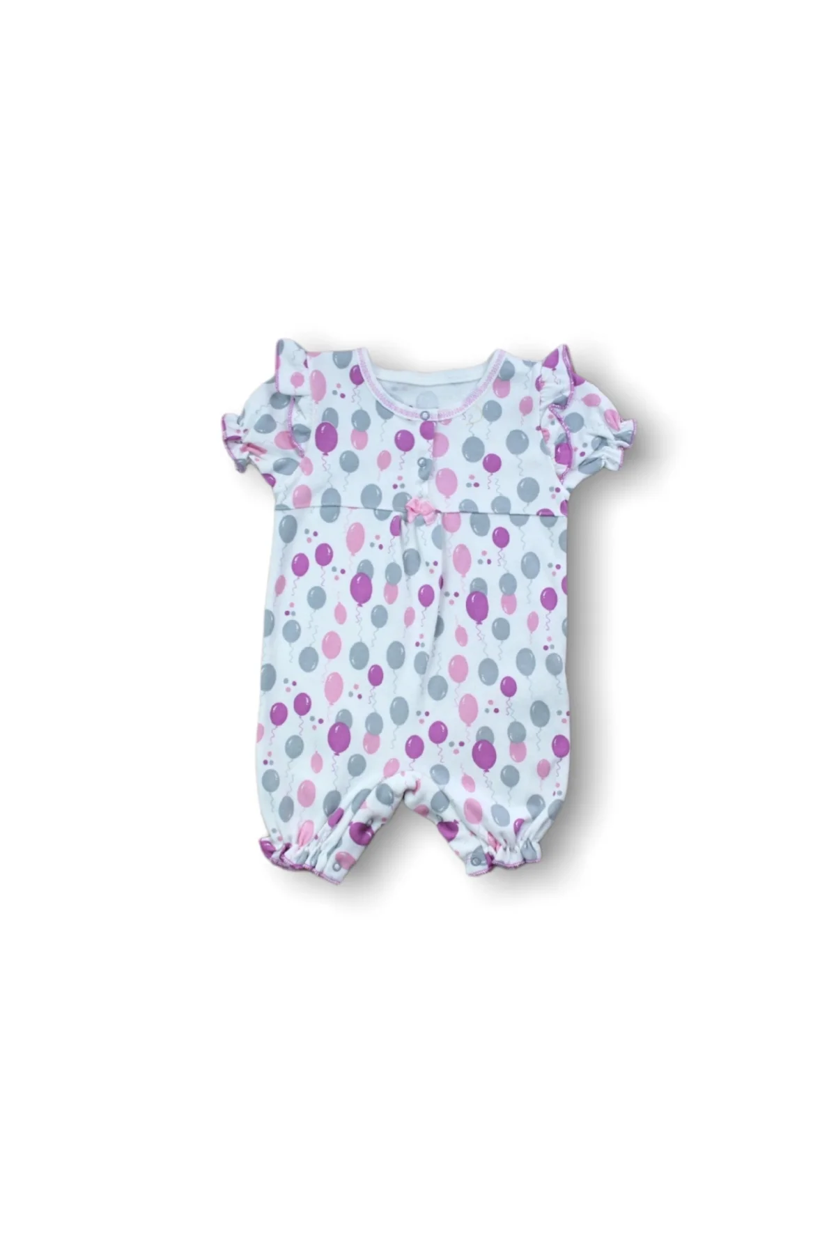 9-12 12-18 18-24 Ay Cemre Uçan Balon Baskılı Kısa Kollu Kız Bebek