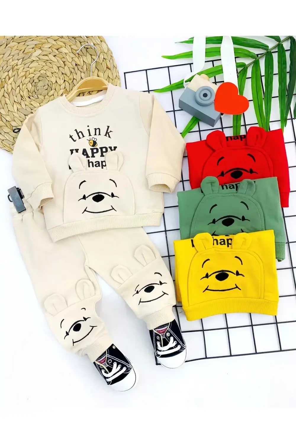 9-12-18-24 Ay Pohh Desenli Uzun Kollu Sweat 2li Kız Erkek Bebek T